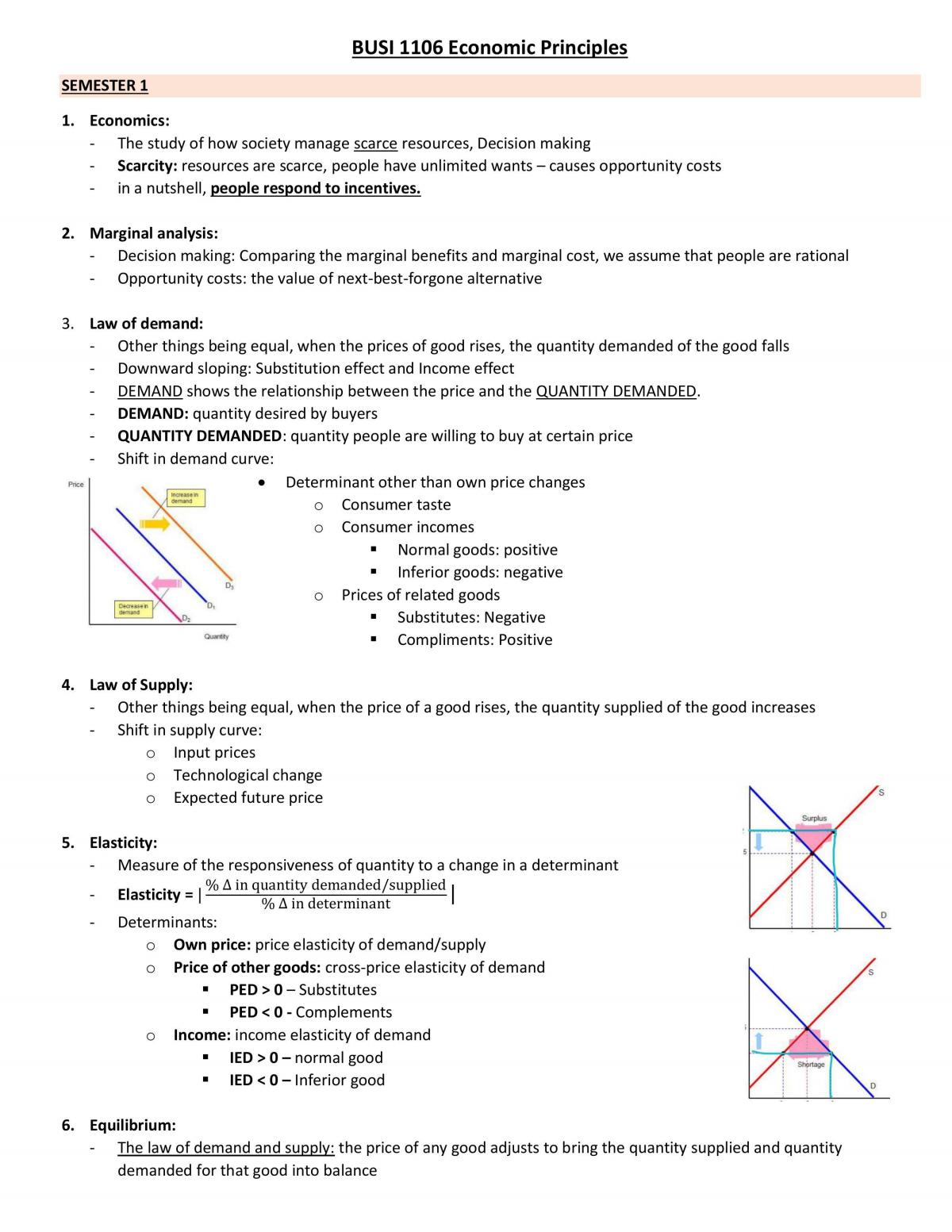 BUSI1106 Economic Principles Full Notes - Page 1