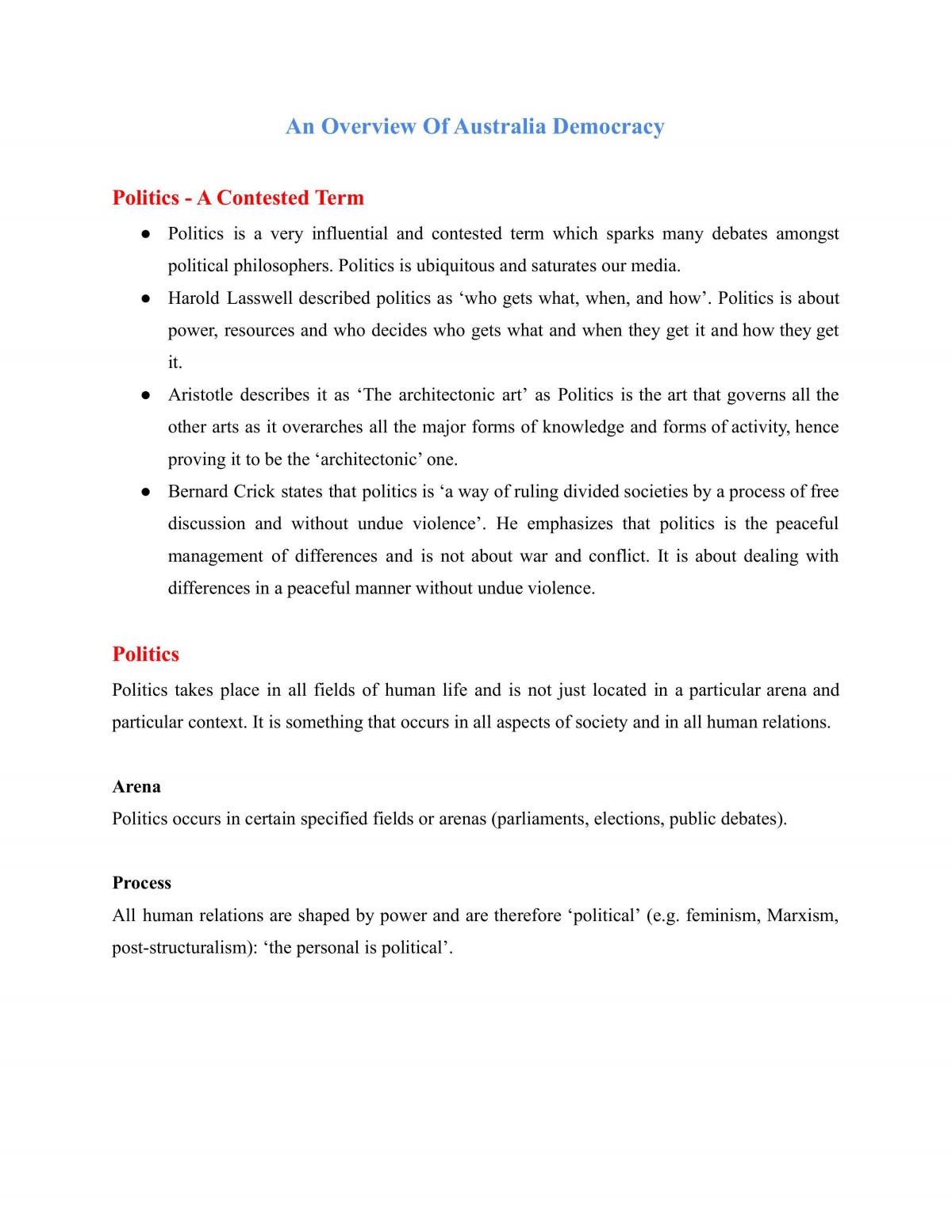 Complete Study Notes for POIR1010 - Page 1