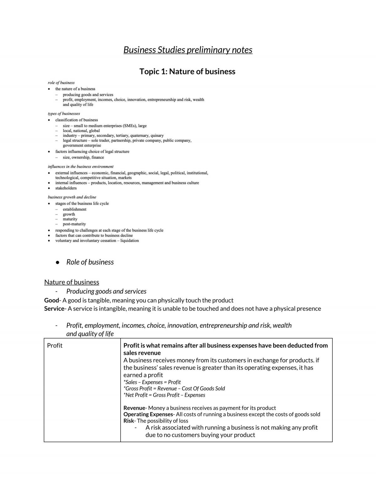 Business Studies Prelim Notes - Page 1