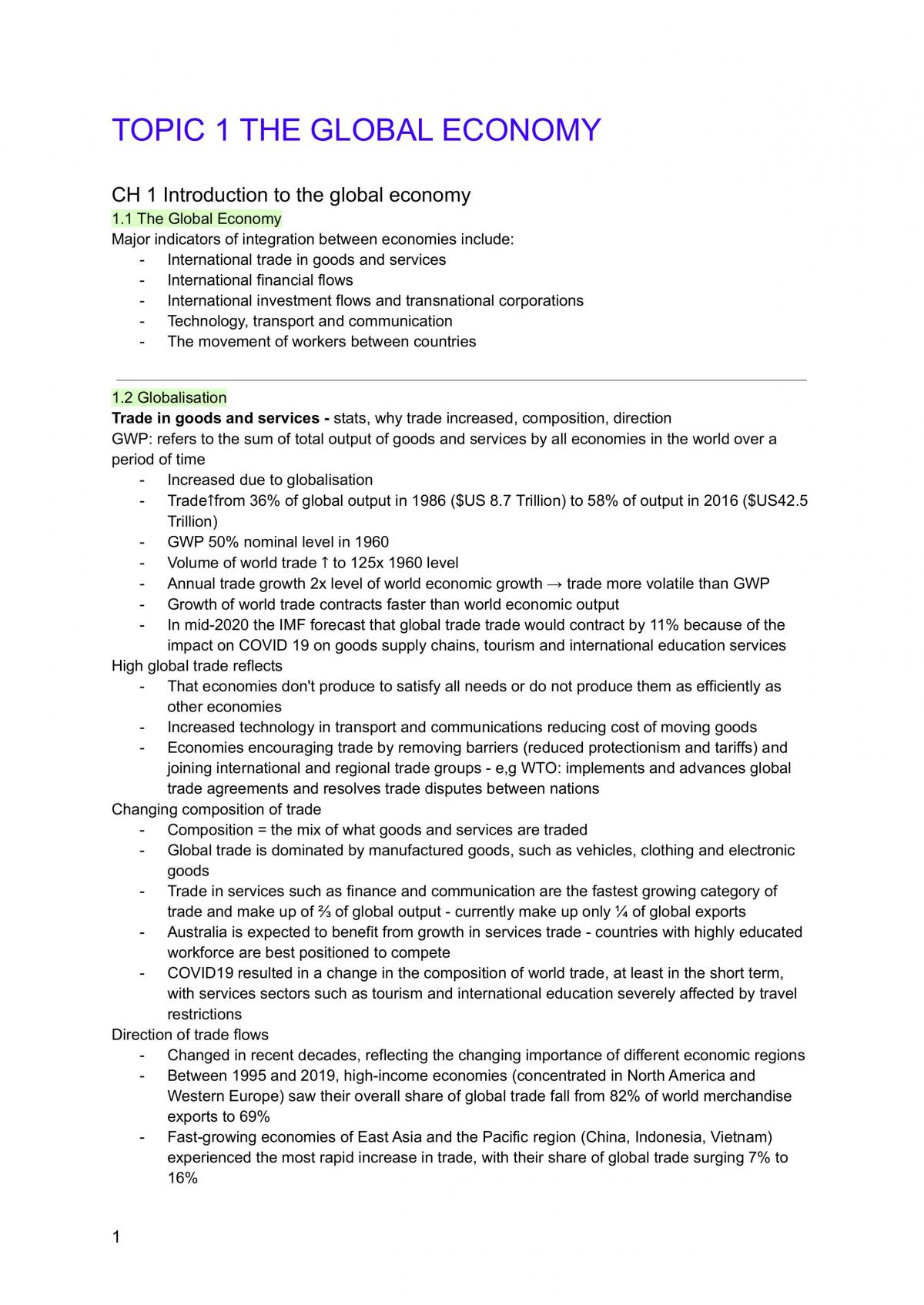 Topic 1 and 2 Complete Economics Notes - Page 1