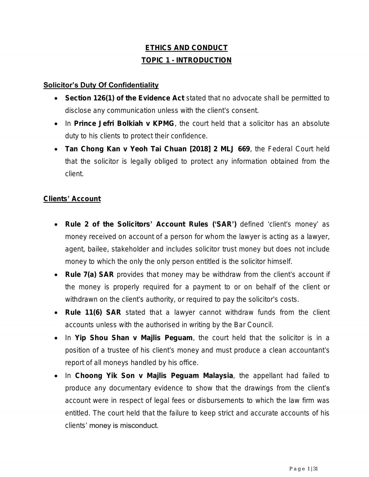 Ethics and Conduct - Page 1