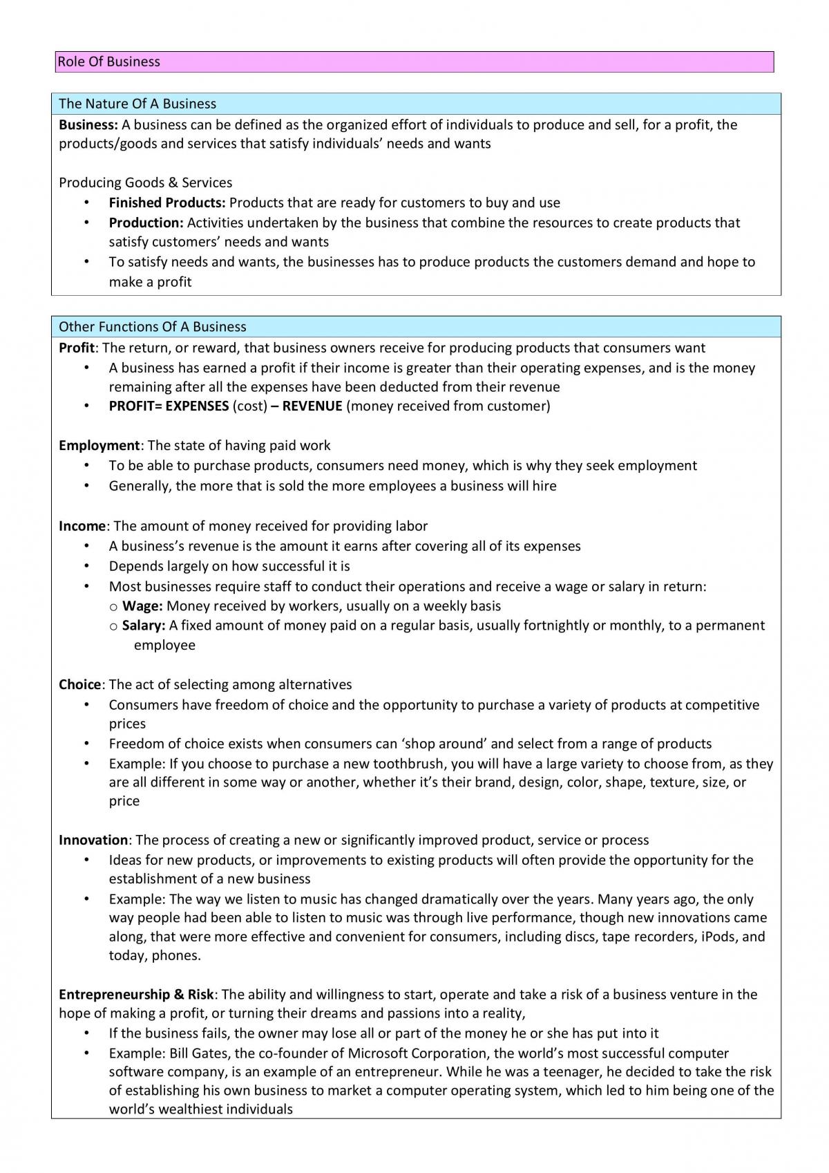 Business Studies Notes Part 1 - Page 1