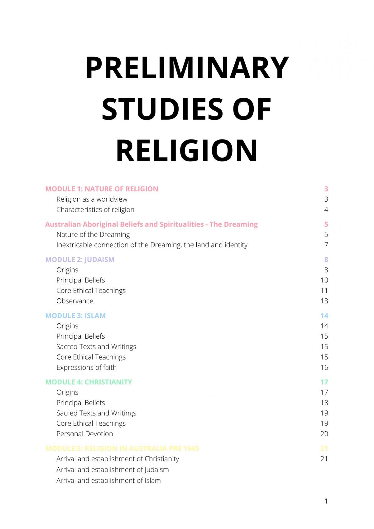 SOR 2 - Full Prelim Notes (Christianity, Islam & Judaism) --> Full Syllabus - Page 1