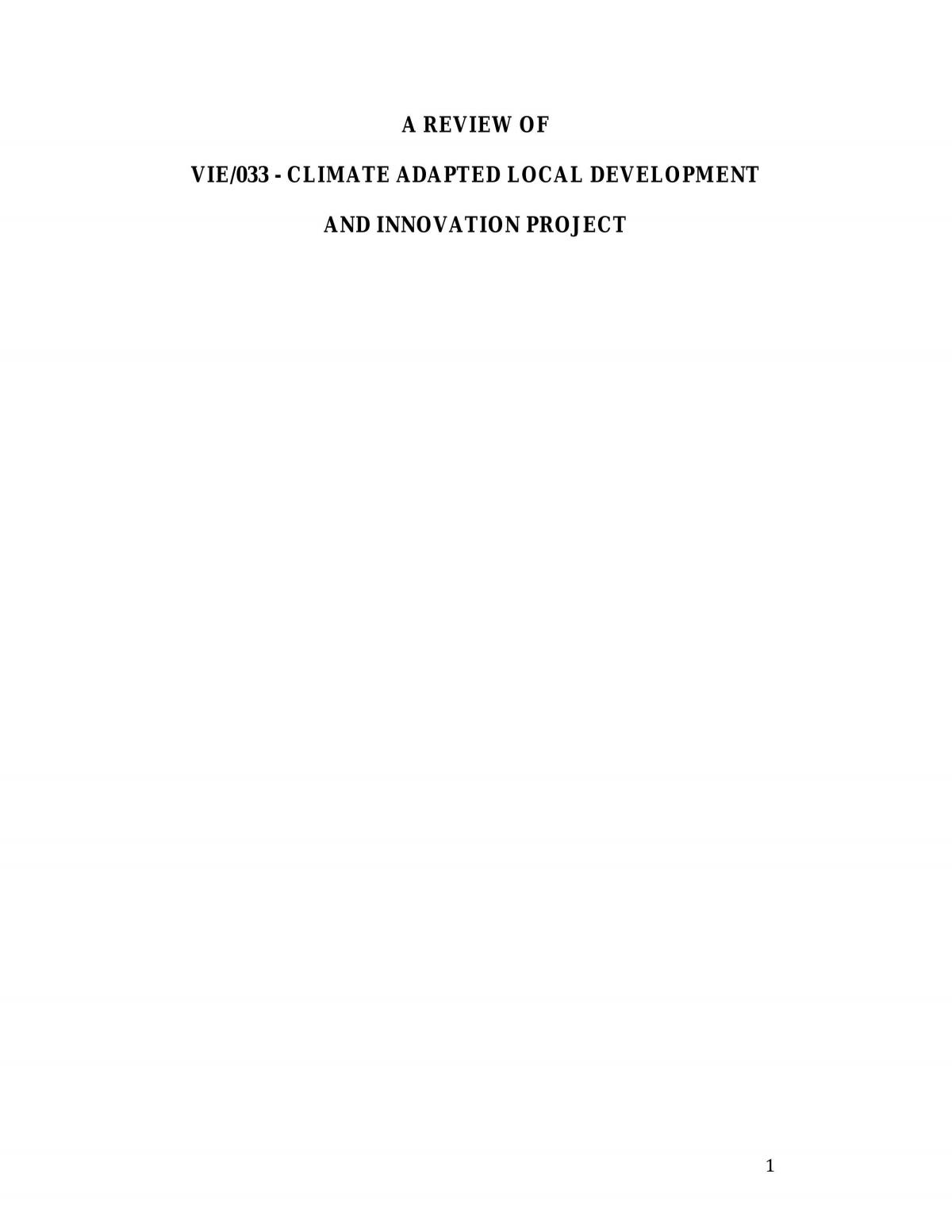  Review of VIE/033 - Climate Adapted Local Development and Innovation Project - Page 1