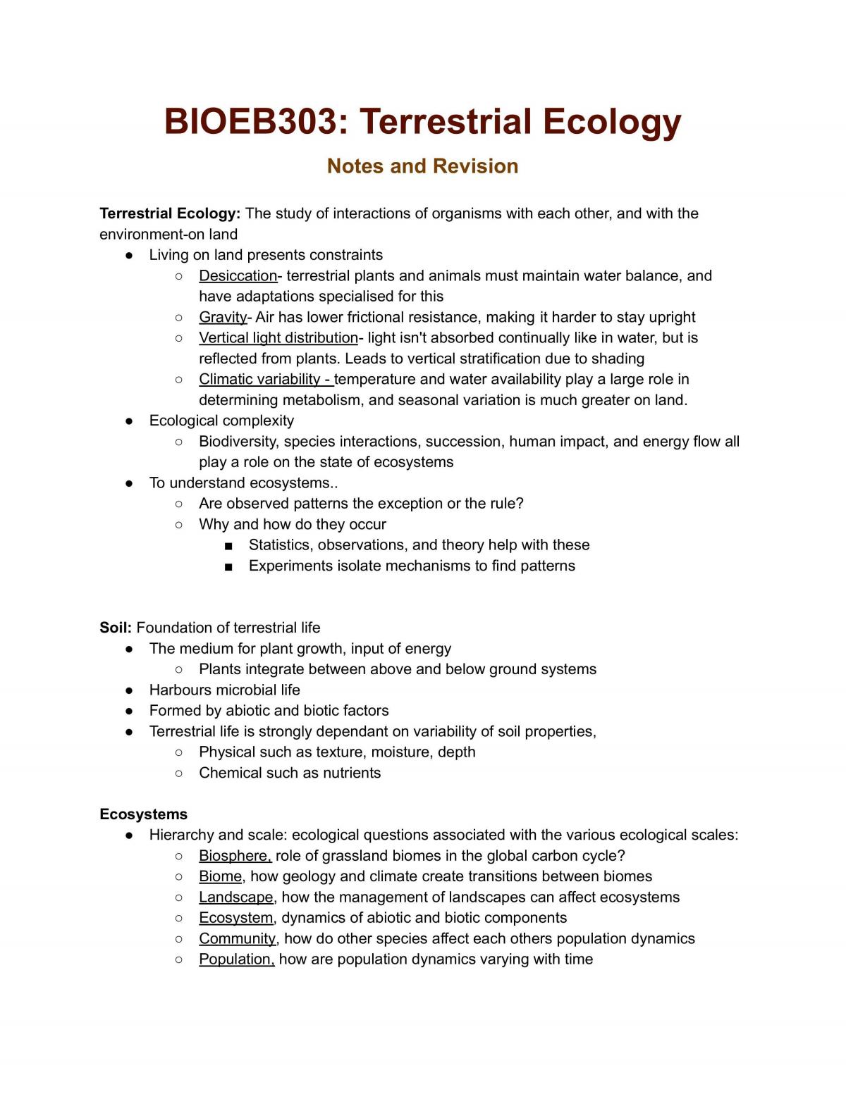 BIOEB303 Full Notes  - Page 1