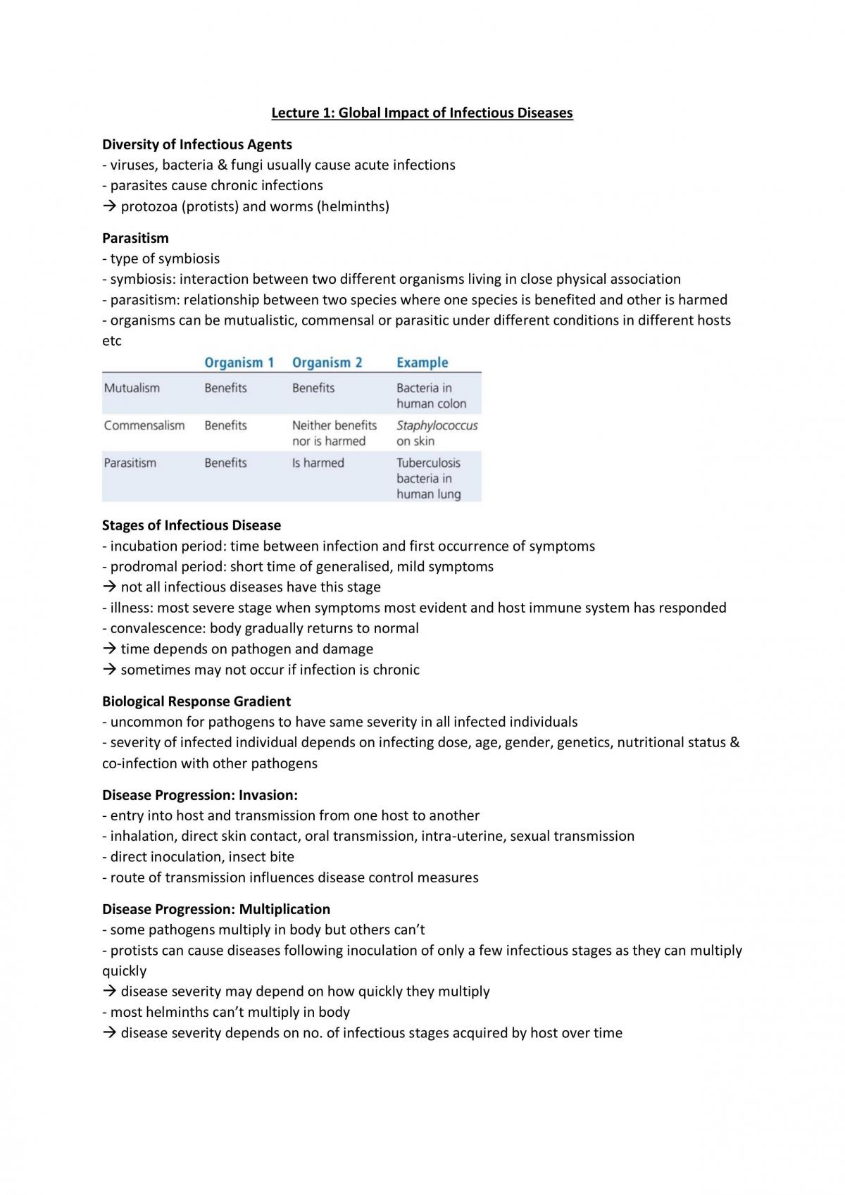 Infection and Immunity Notes - Page 1