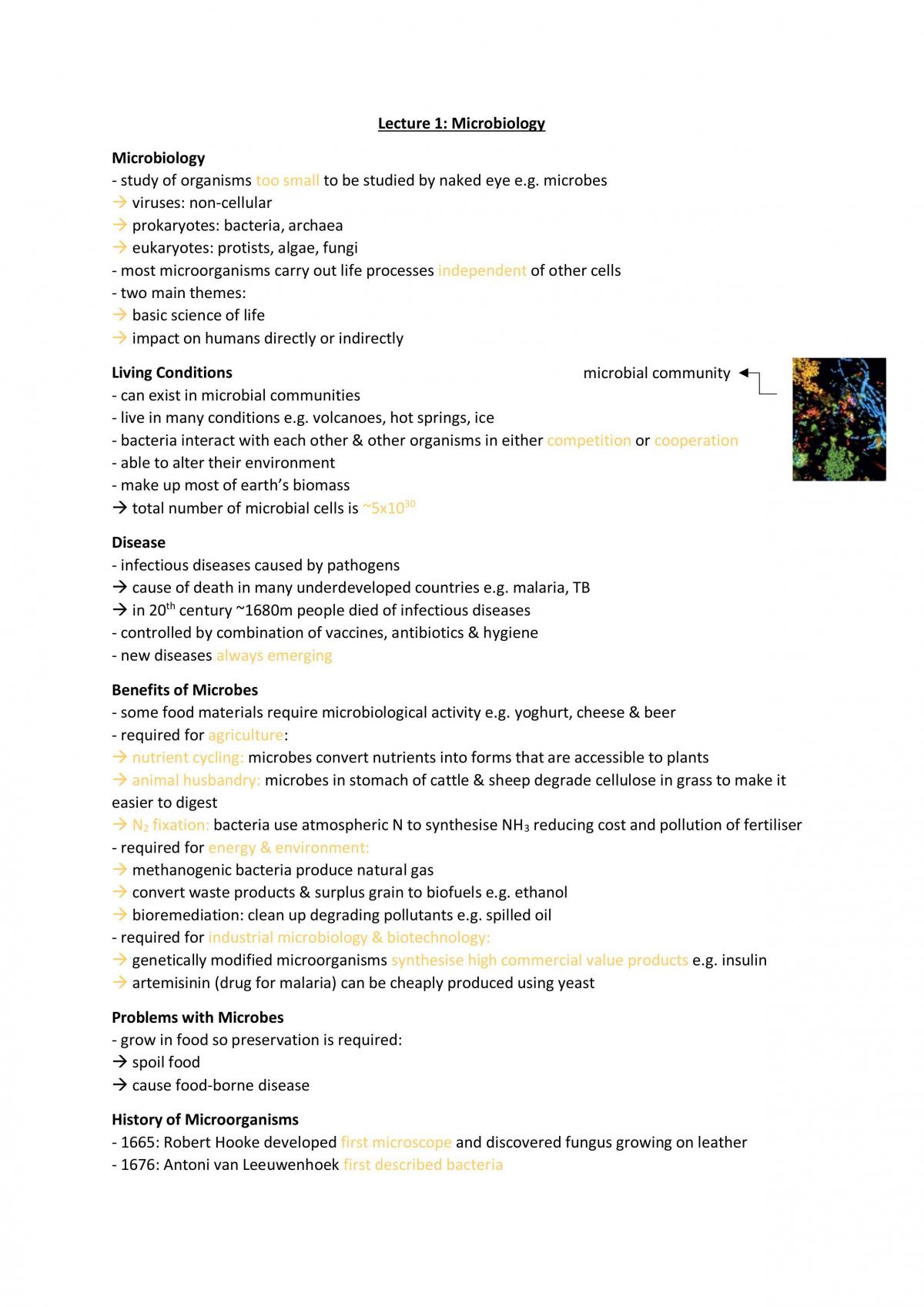 Comprehensive Notes on Impact of Microbes - Page 1