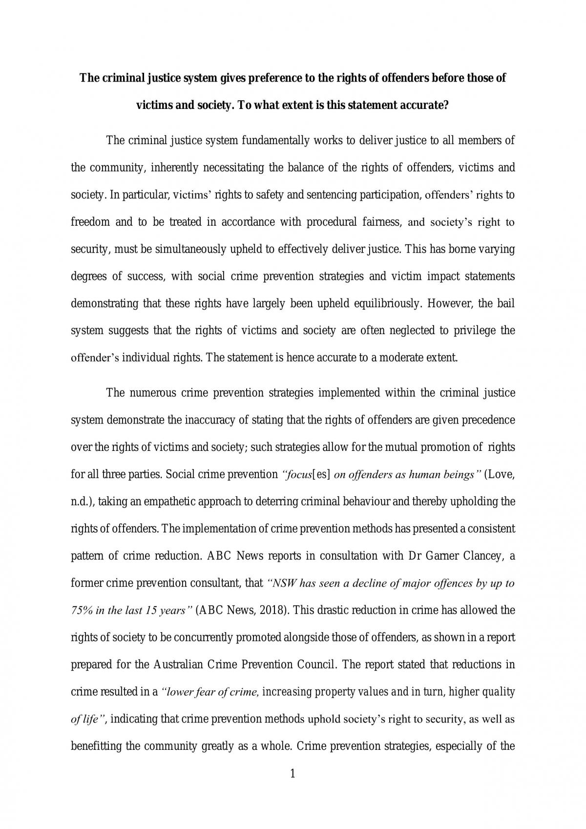 Legal Studies Crime Essay - Page 1