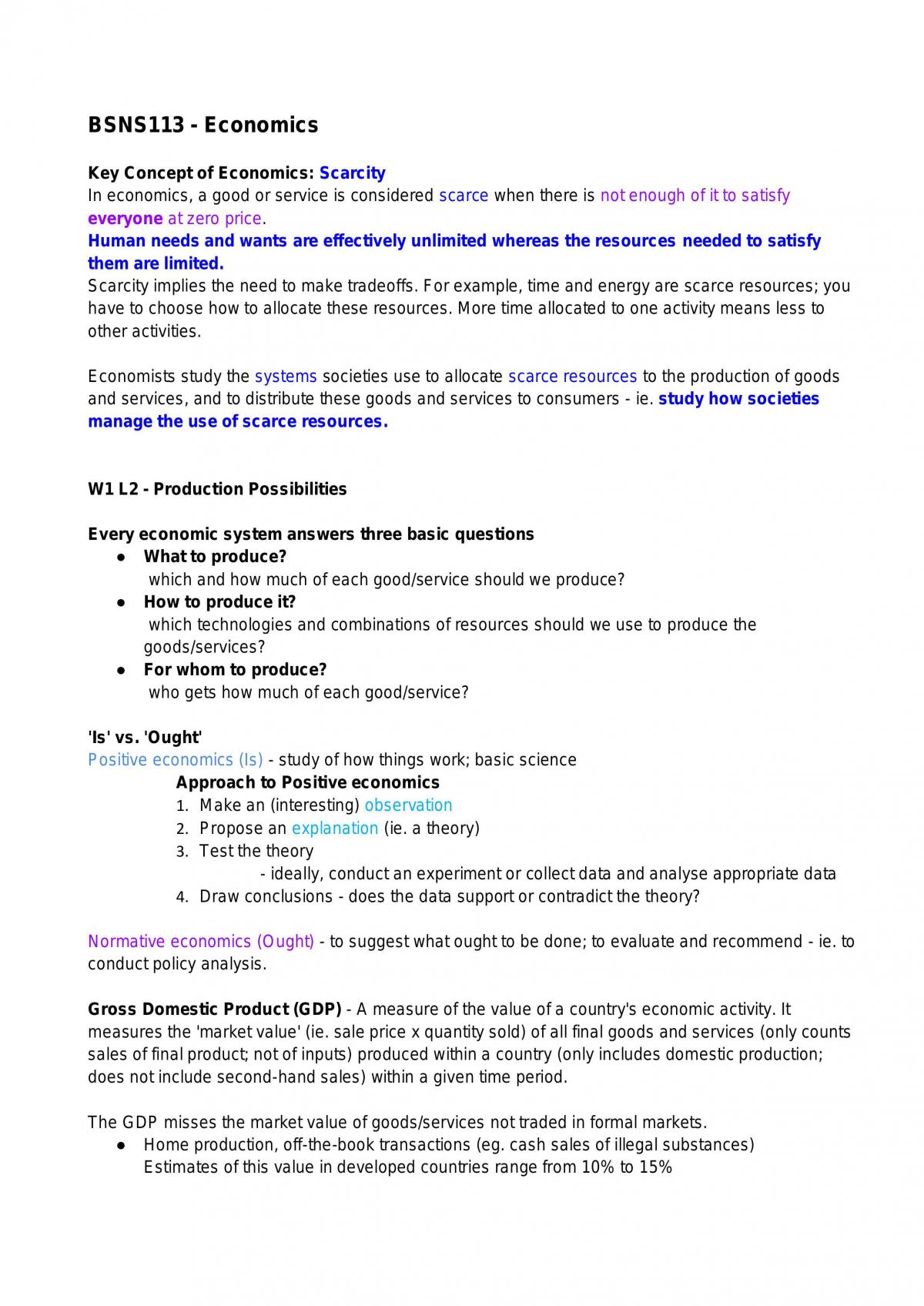 Economic Principles and Policy Full Lecture Notes - Page 1