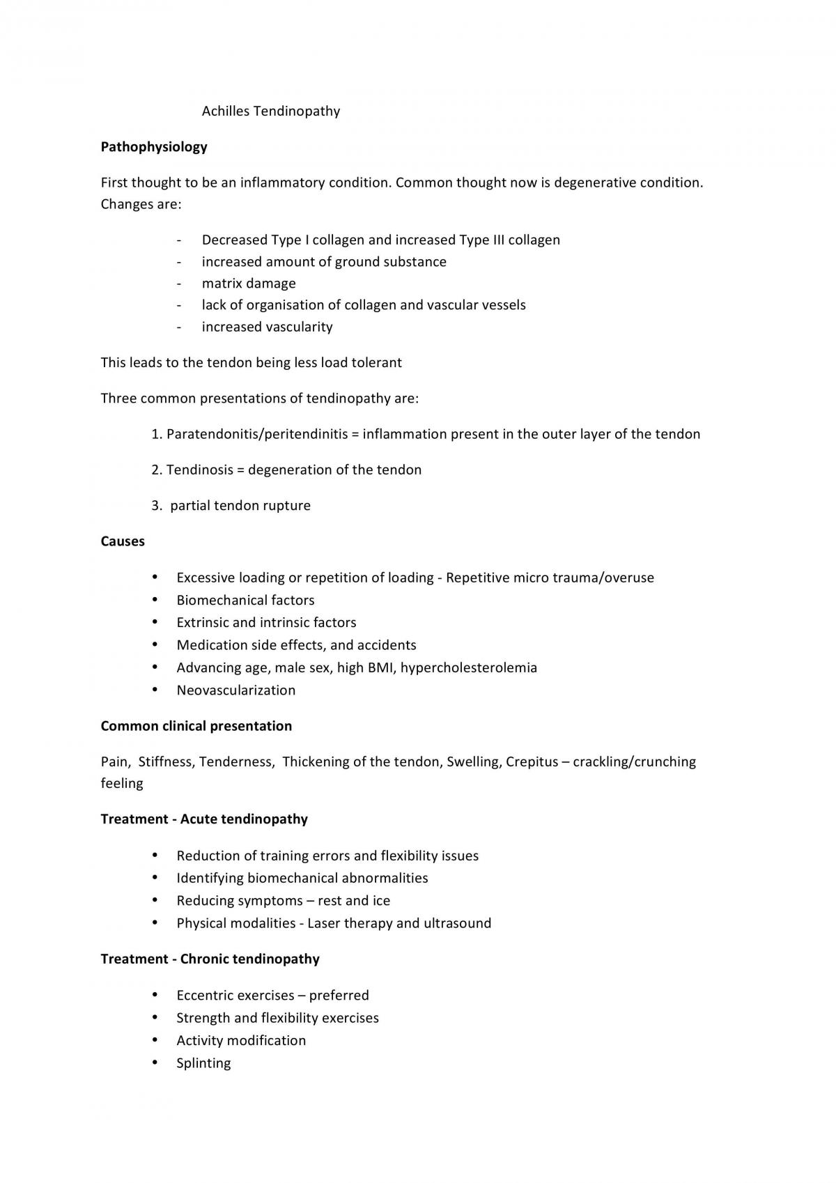Summary of Muscoloskeletal Conditions - Page 1