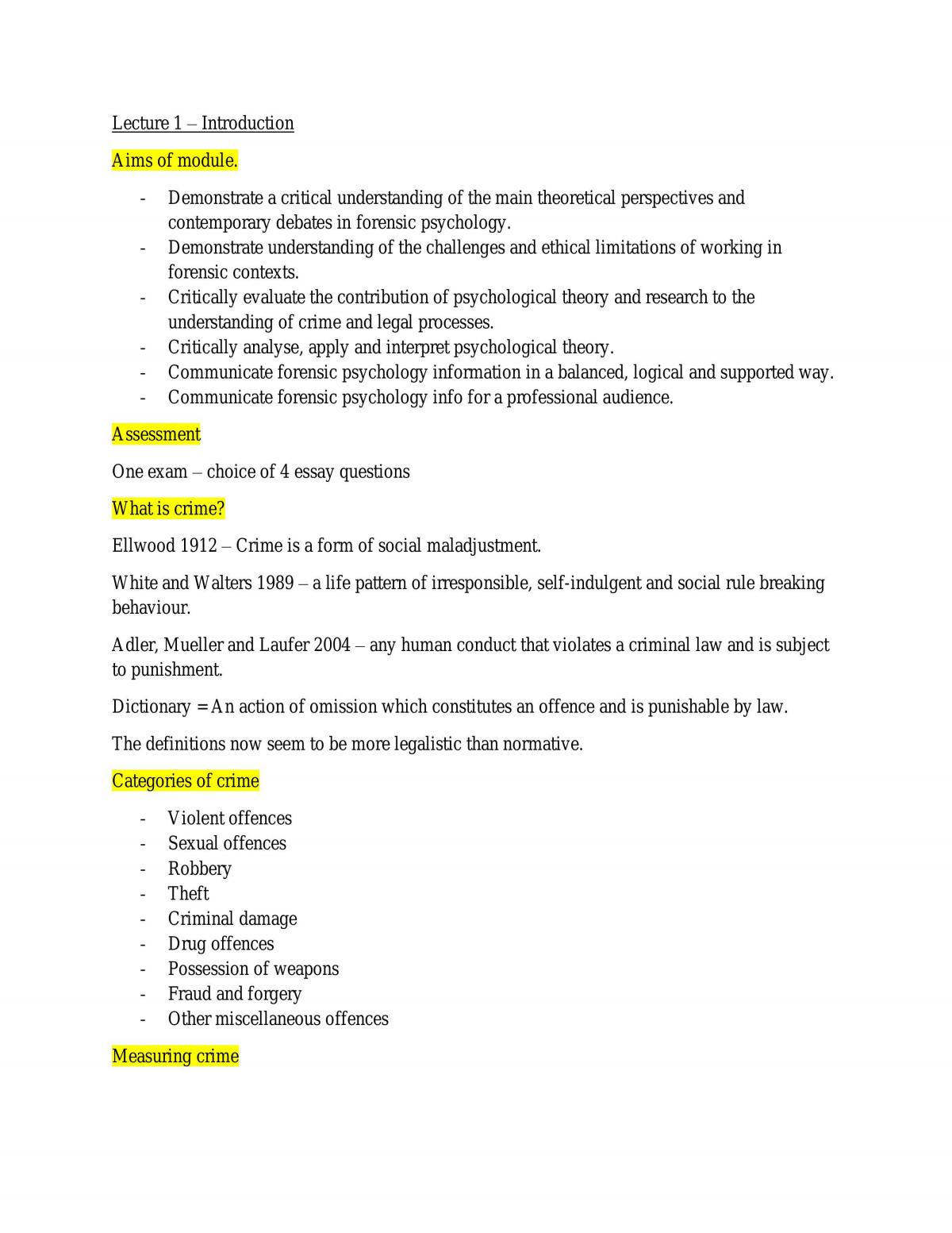All notes for Clinical Issues in Forensic Psychology Practice - Page 1