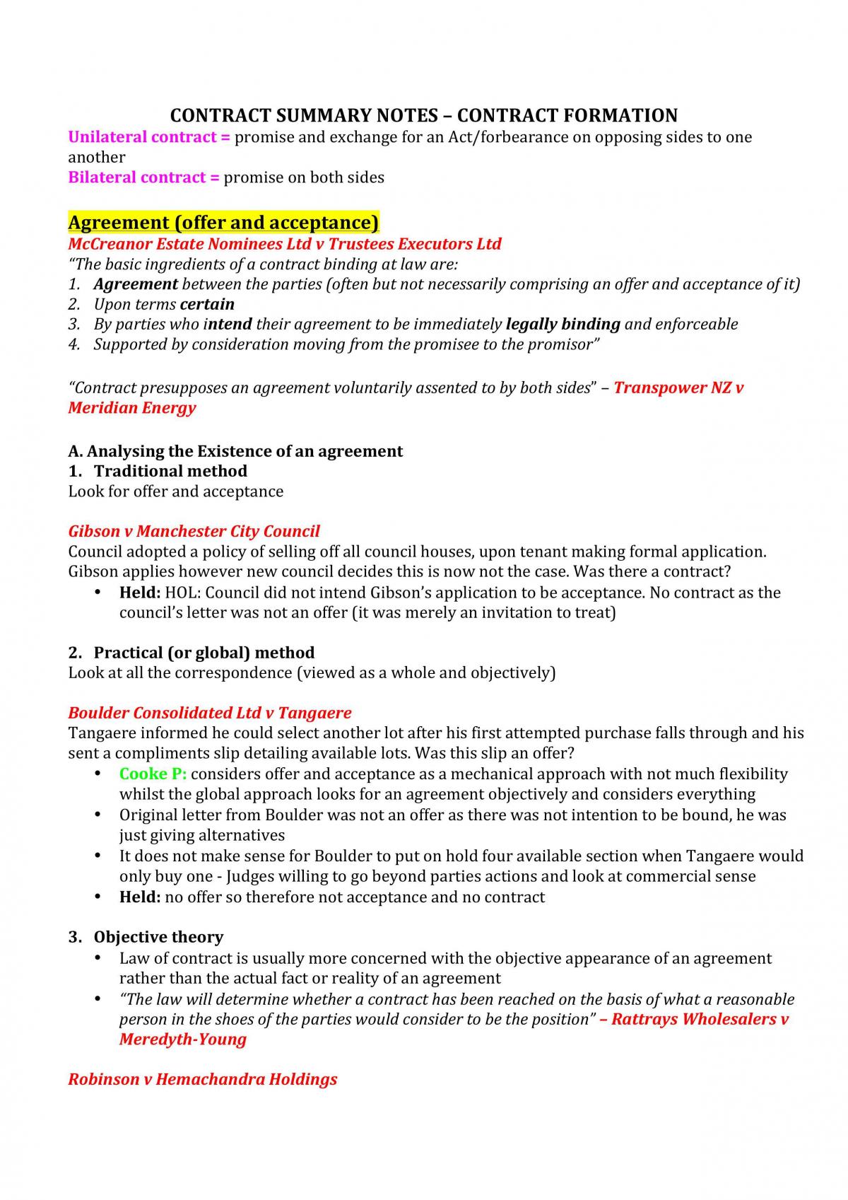 LAWS202 Summary Notes  - Page 1