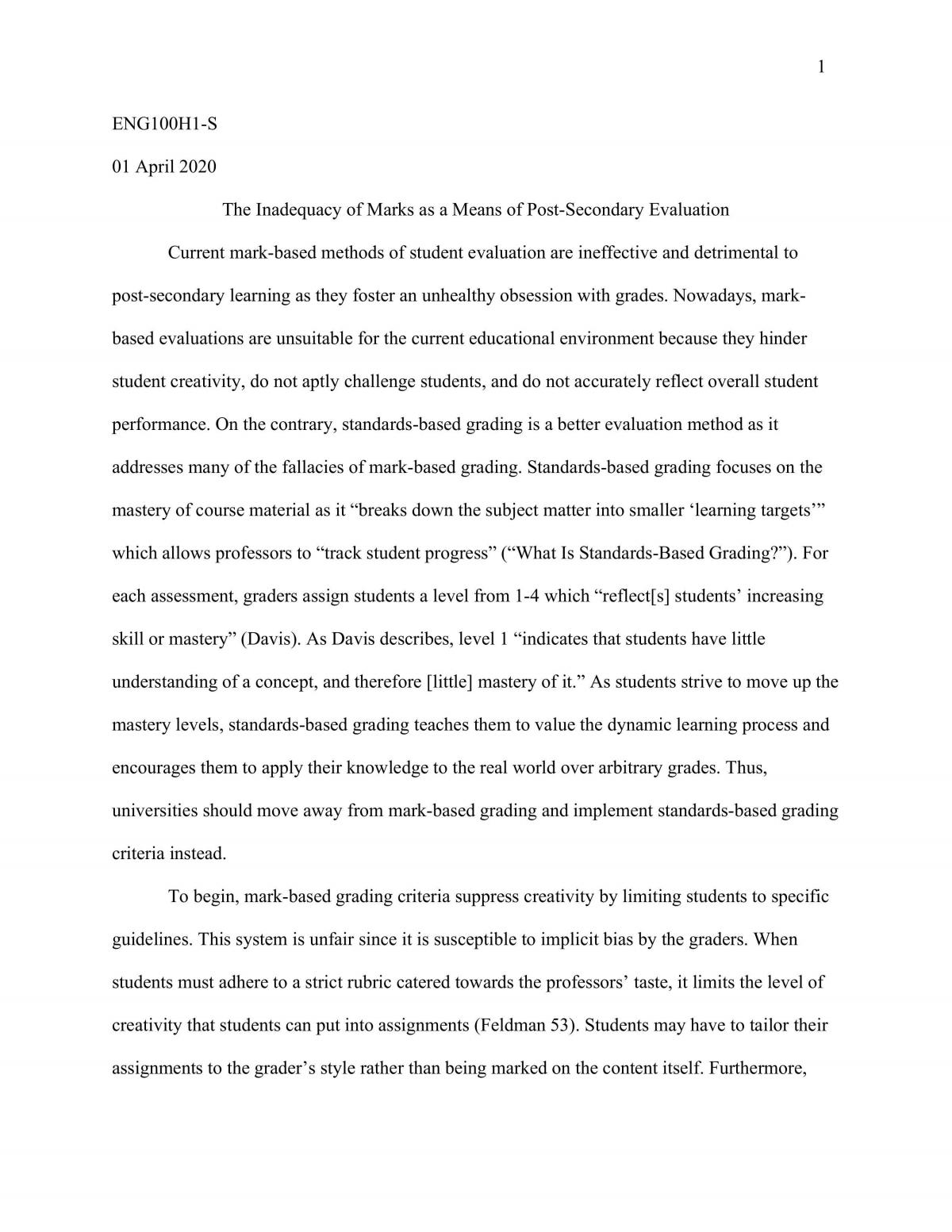 ENG100 Argumentative Essay - Page 1