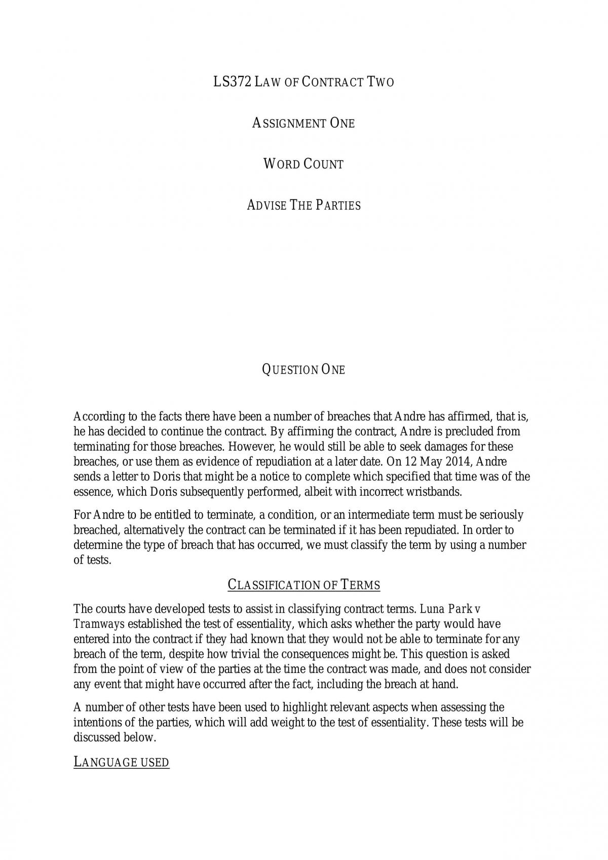 LS372 Contract Law 2 - Page 1