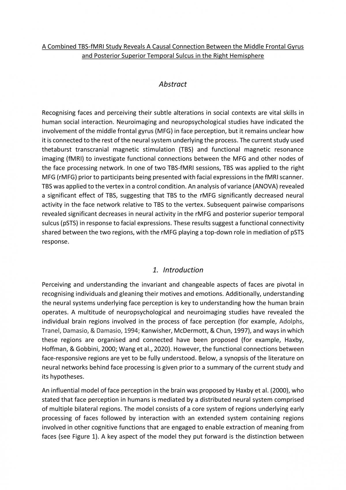 Final Year MSci Neuroimaging Project - Dissertation - Page 1