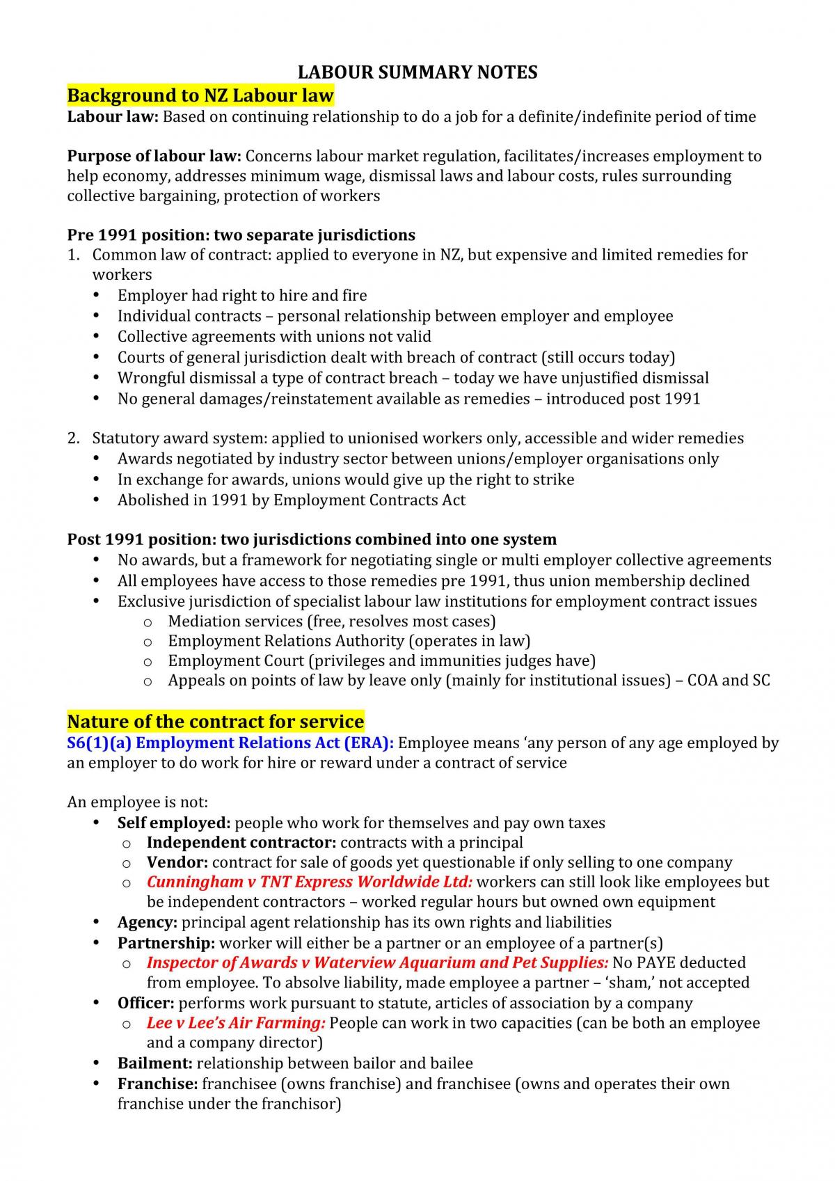 LAWS413 Summary Notes  - Page 1