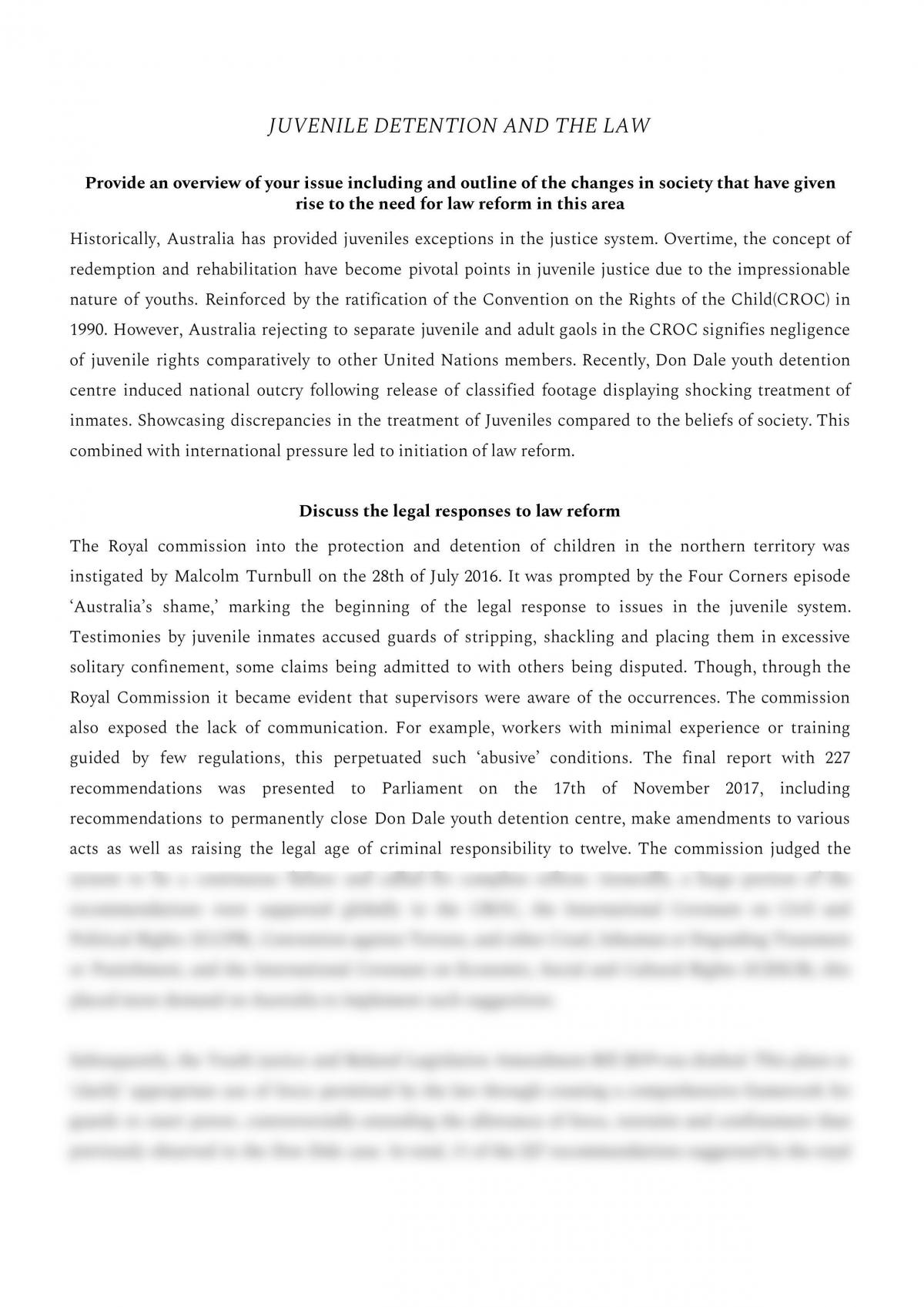 Juvenile Detention Law Reform Independent Research Tasks - Page 1