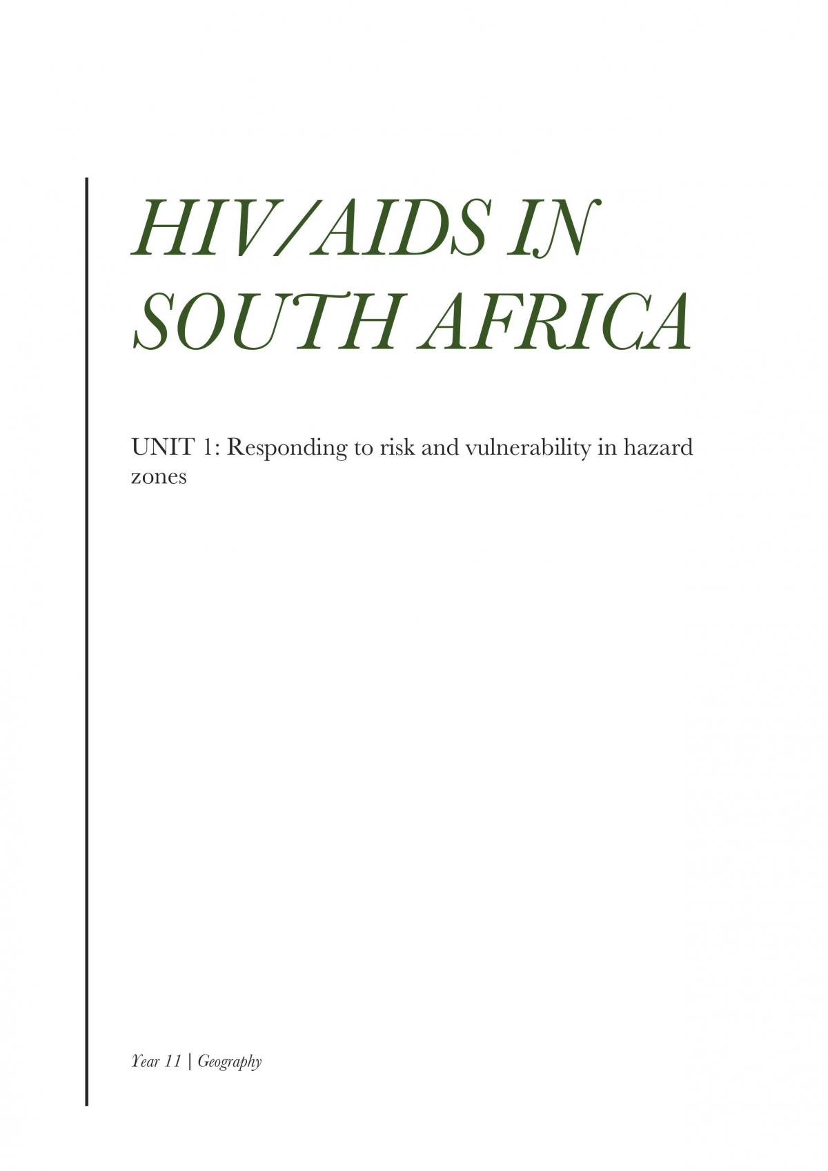HIV/AIDS Data Report  - Page 1