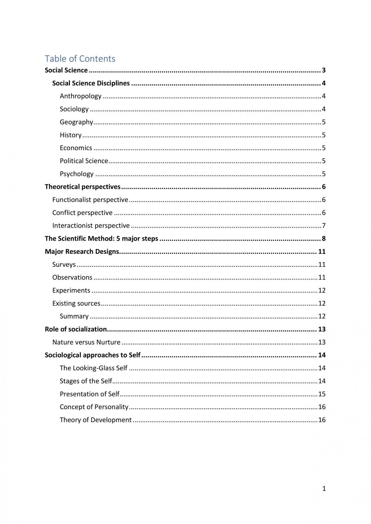 Introduction to Social Science Notes - Page 1