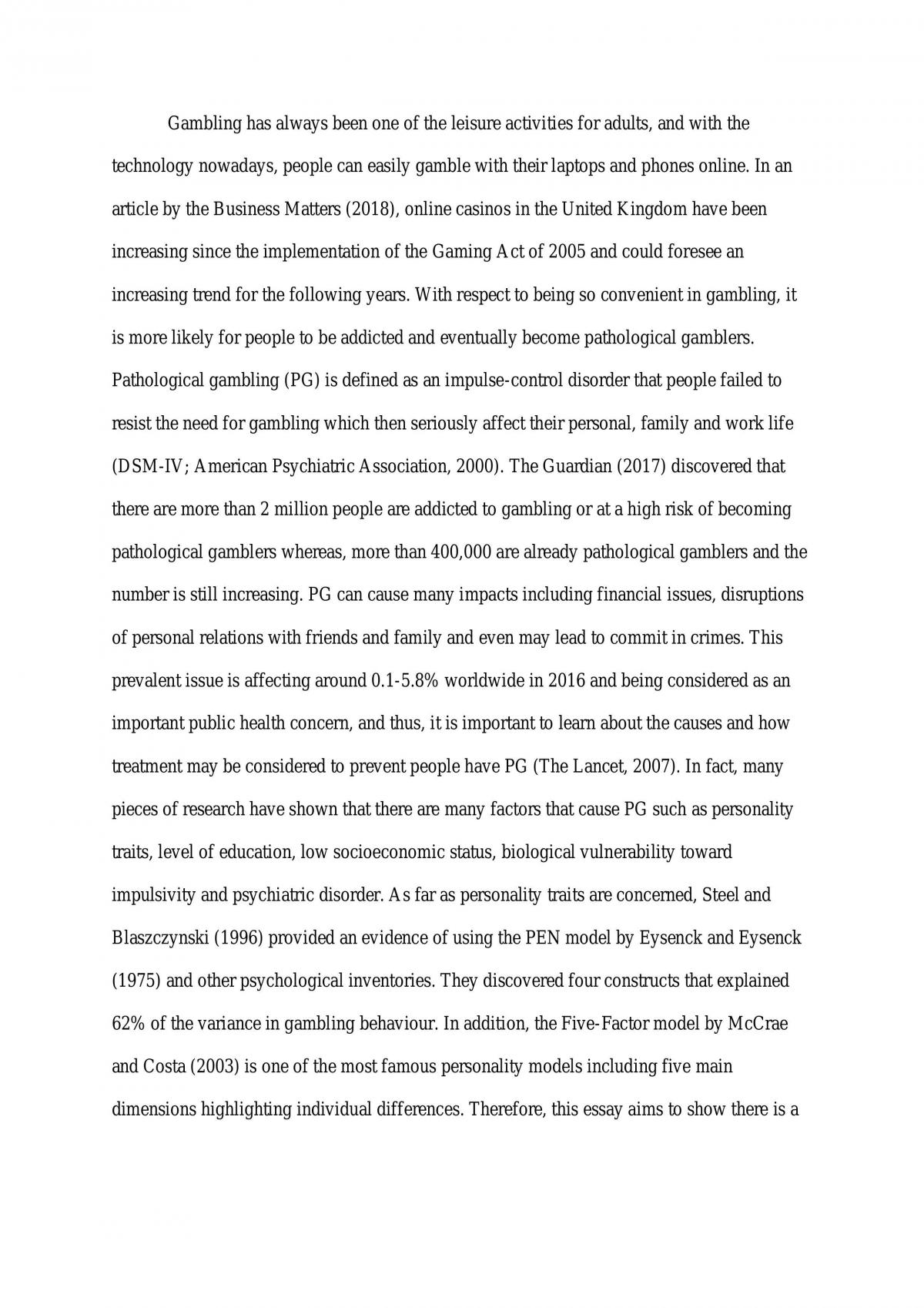 Gambling essay - Page 1