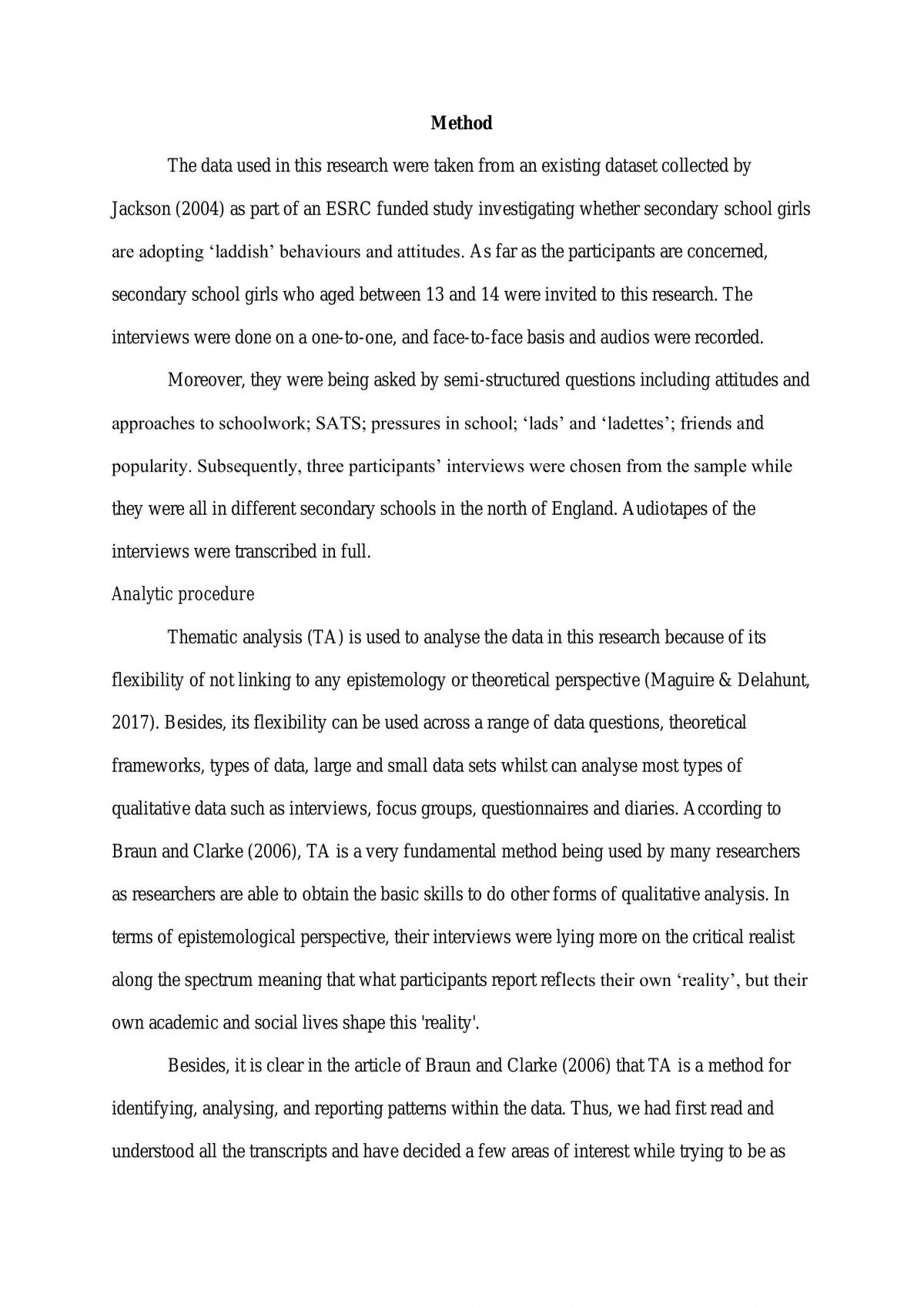 I do not bother with what I do at school, probably’: Investigating impression management strategies in secondary school girls. A Thematic Analysis. - Page 1