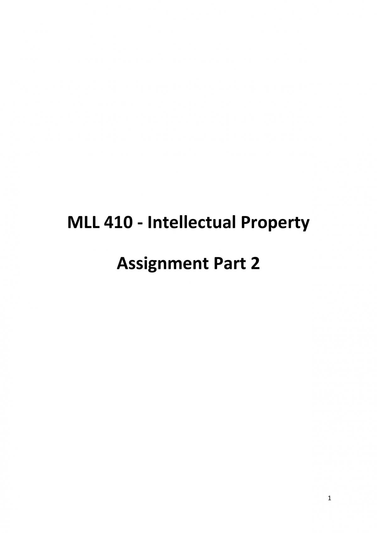 MLL410 Assignment 2 - Page 1