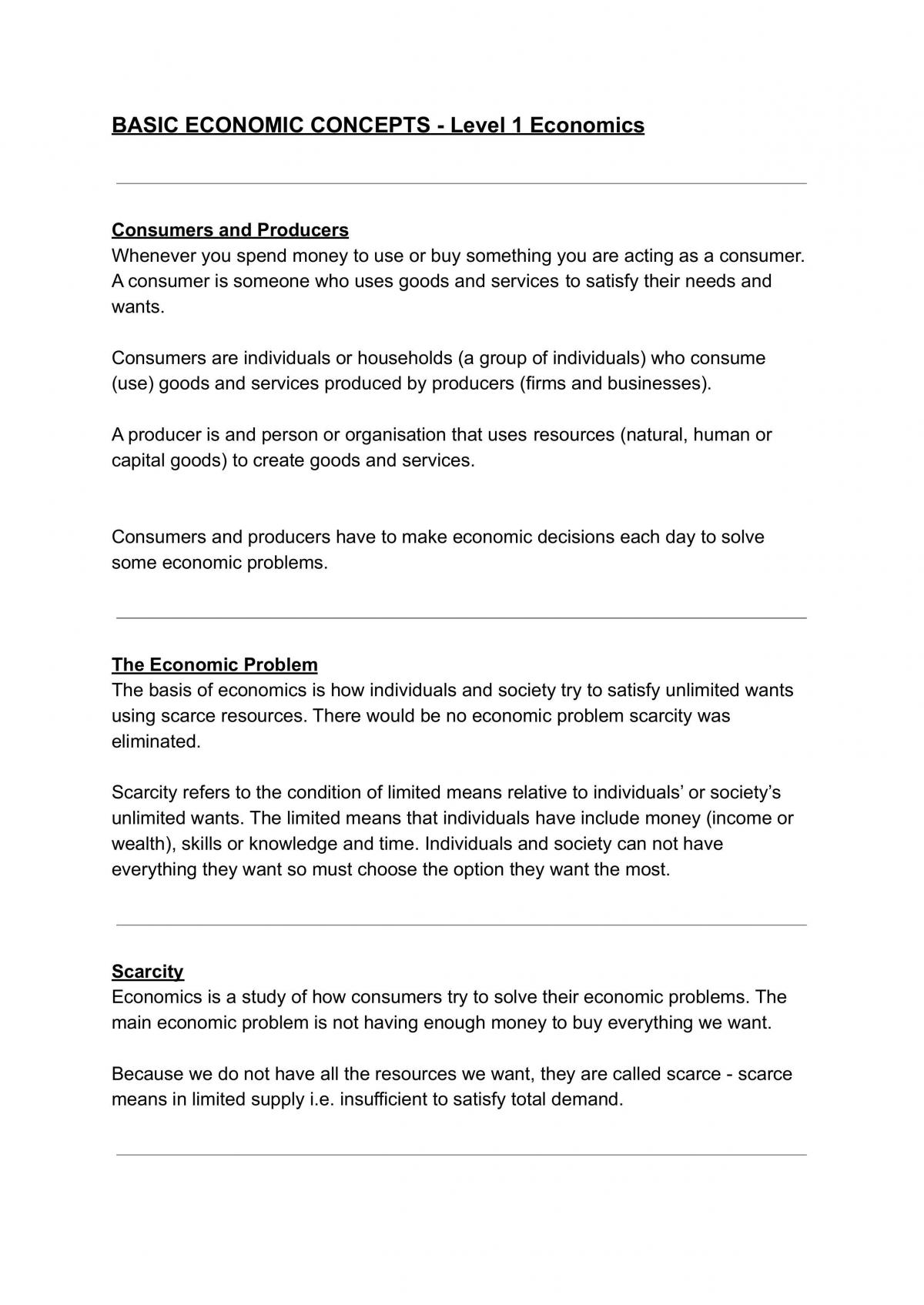 Level 1 Economics AS 90983 Notes  - Page 1