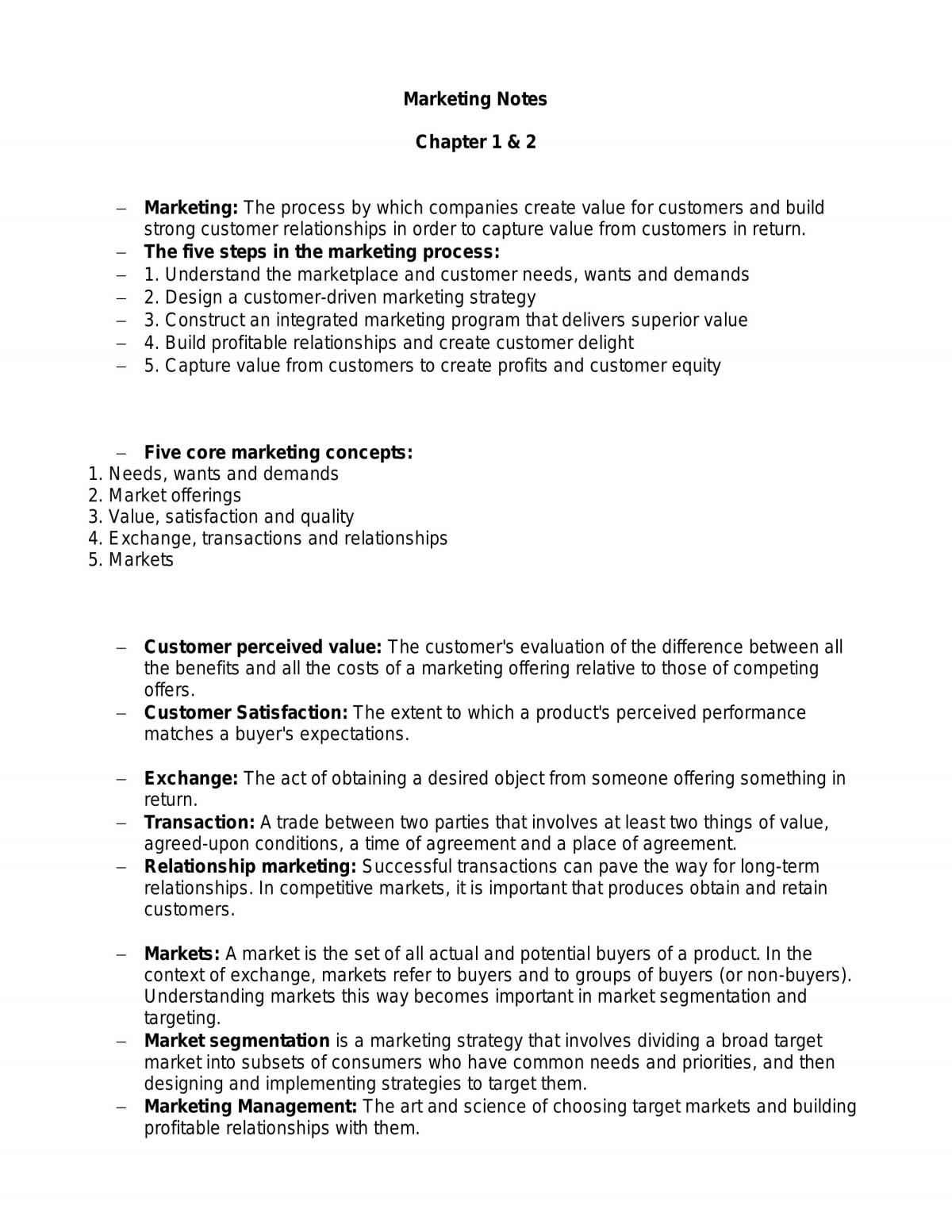 Marketing Notes - Page 1