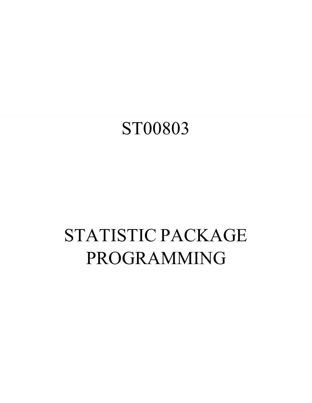 ST00803 Statistic Package Programming - Page 1