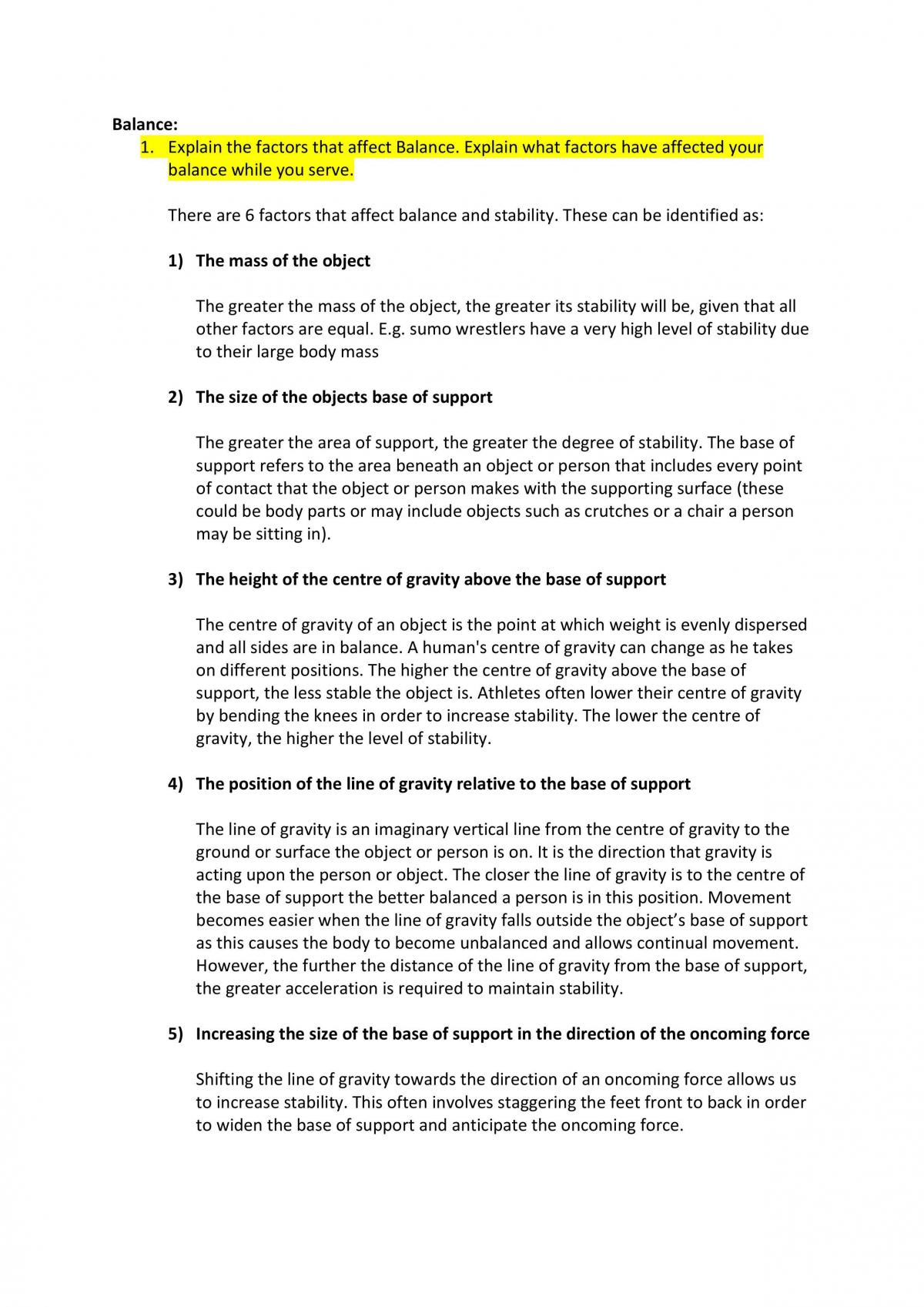 Biomechanics Assignment - Page 1
