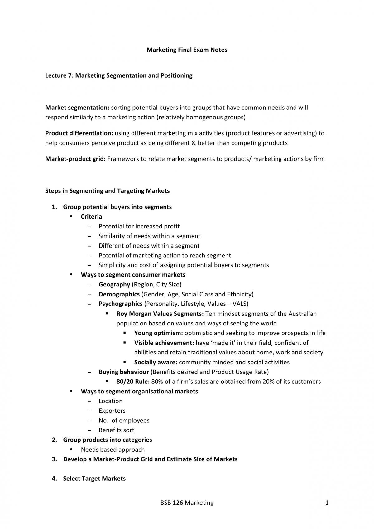 Exam Study Notes (Summary of Lectures 7-13) - Page 1