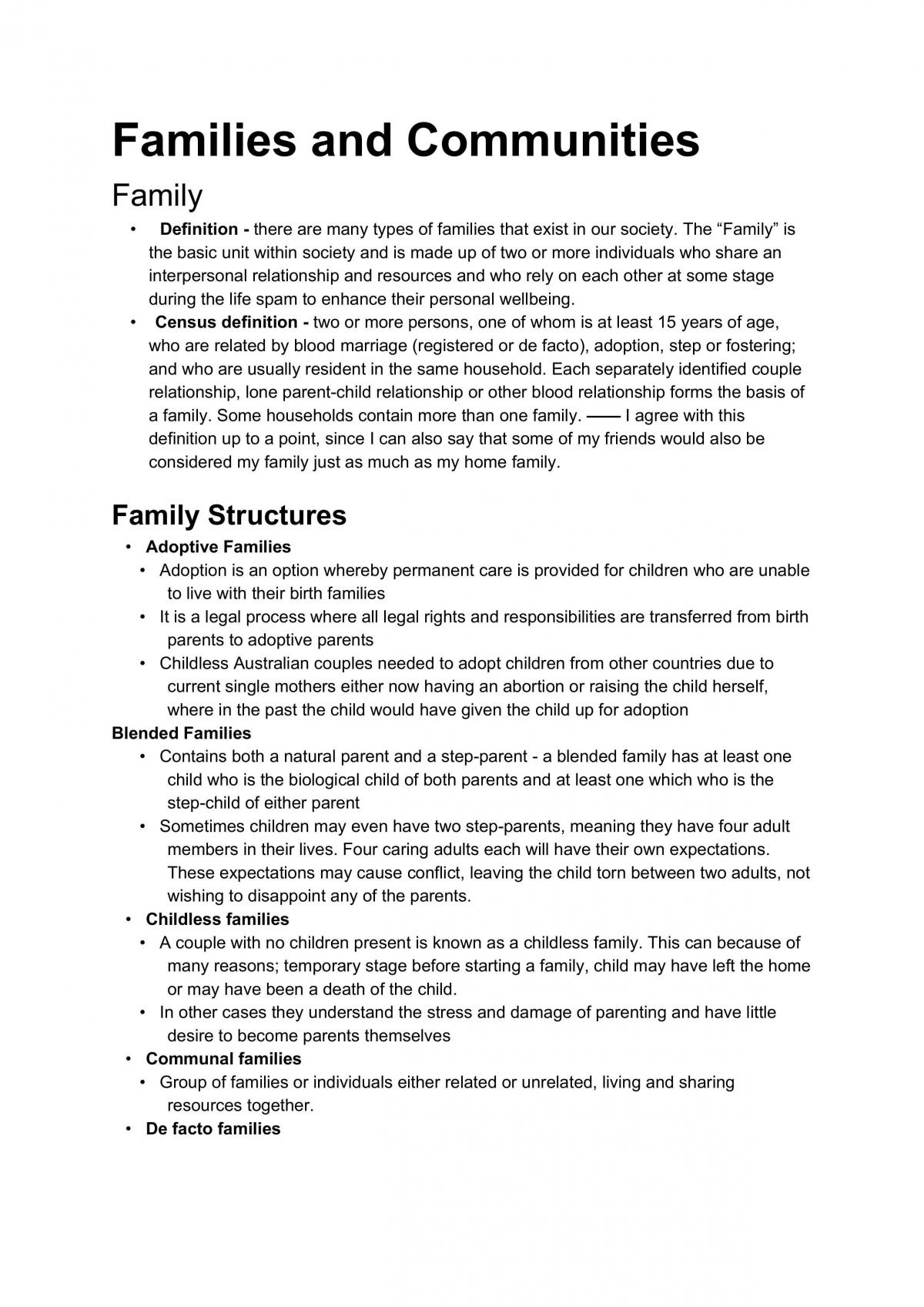 family structure assignment