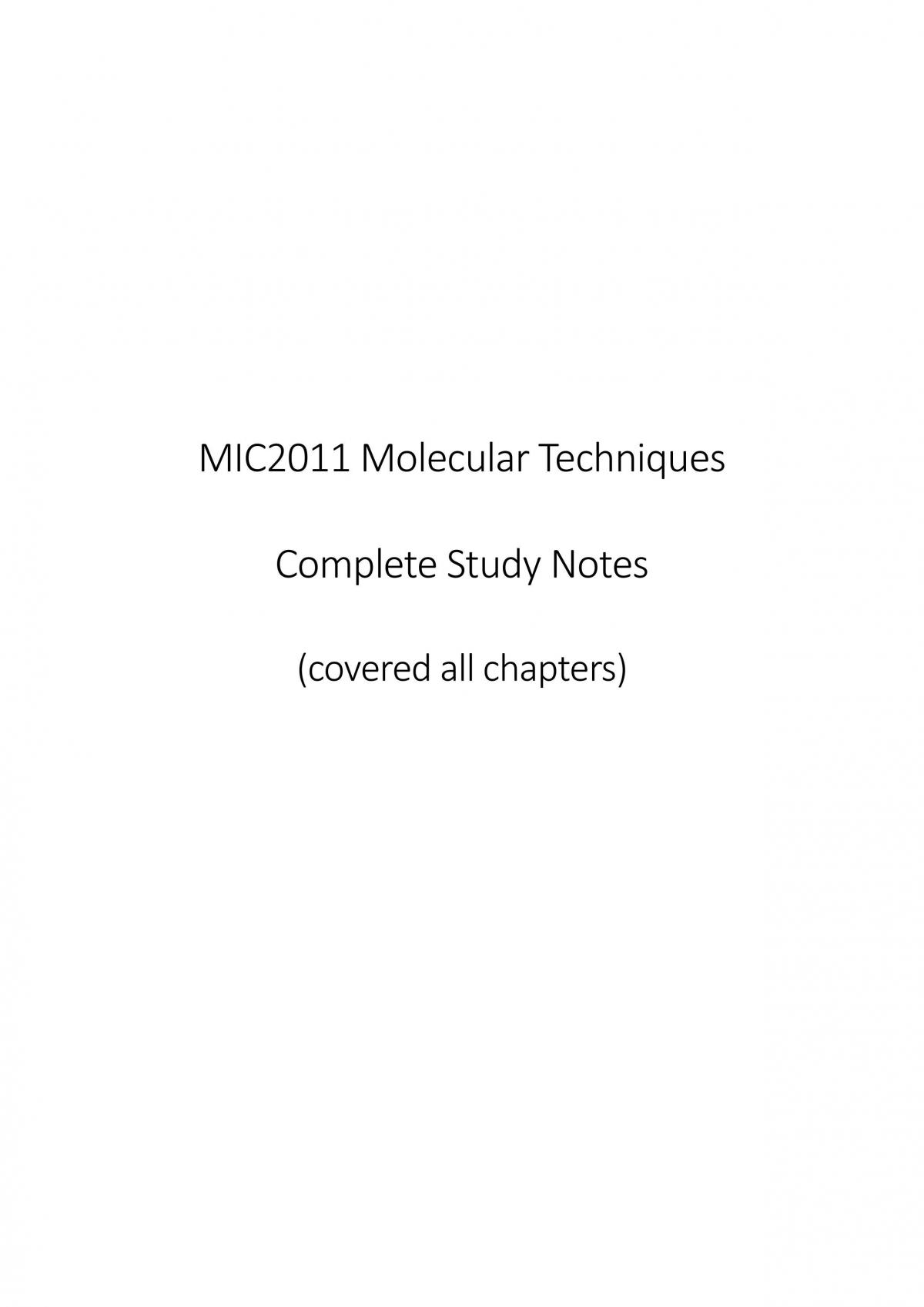 Complete Study Notes for Molecular Techniques - Page 1