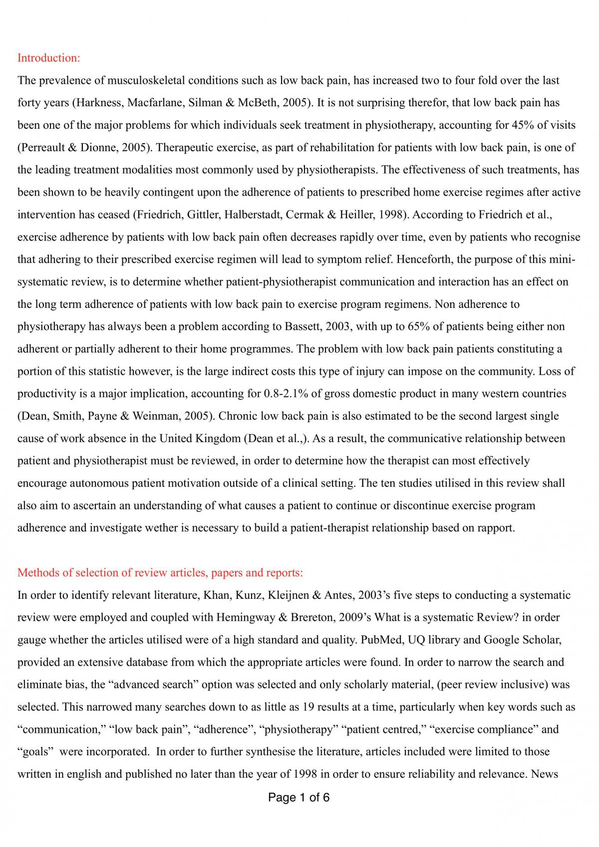 HMST1002 Systematic Review - Page 1