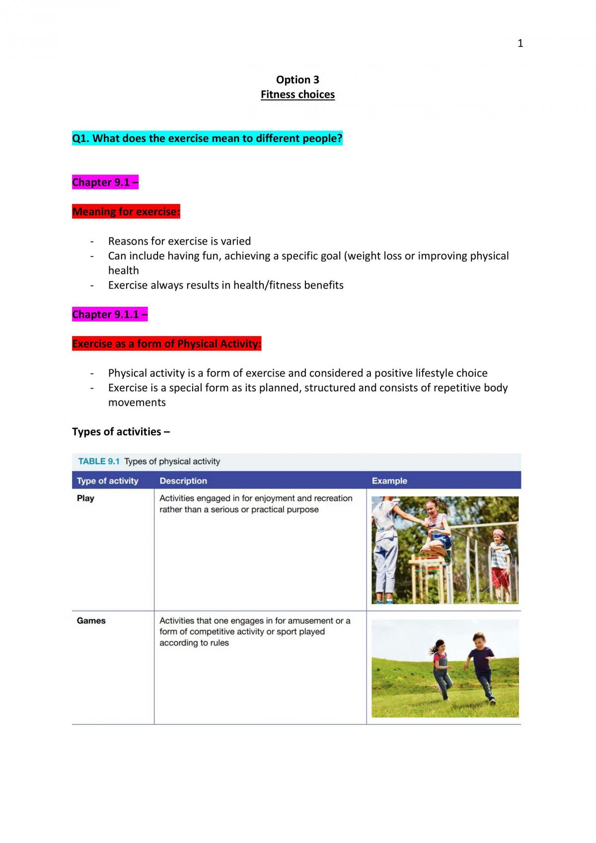 Complete Study Notes for PDHPE Preliminary Exam - Page 1