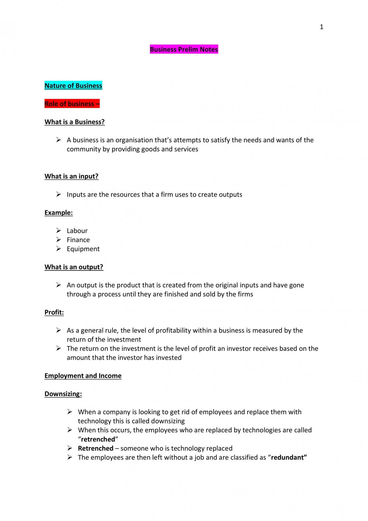Complete Prelim Notes - Business Studies - Page 1