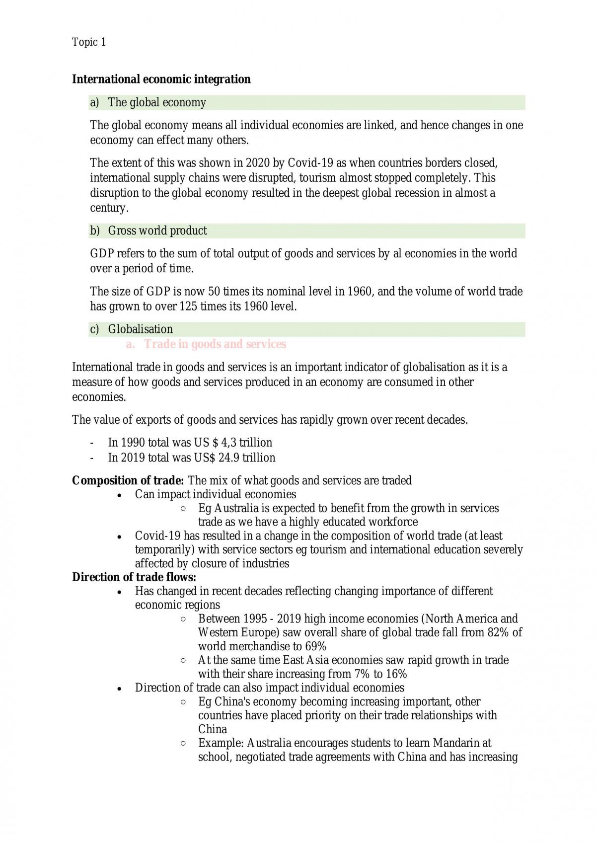 Topic 1 Economics Notes  - Page 1