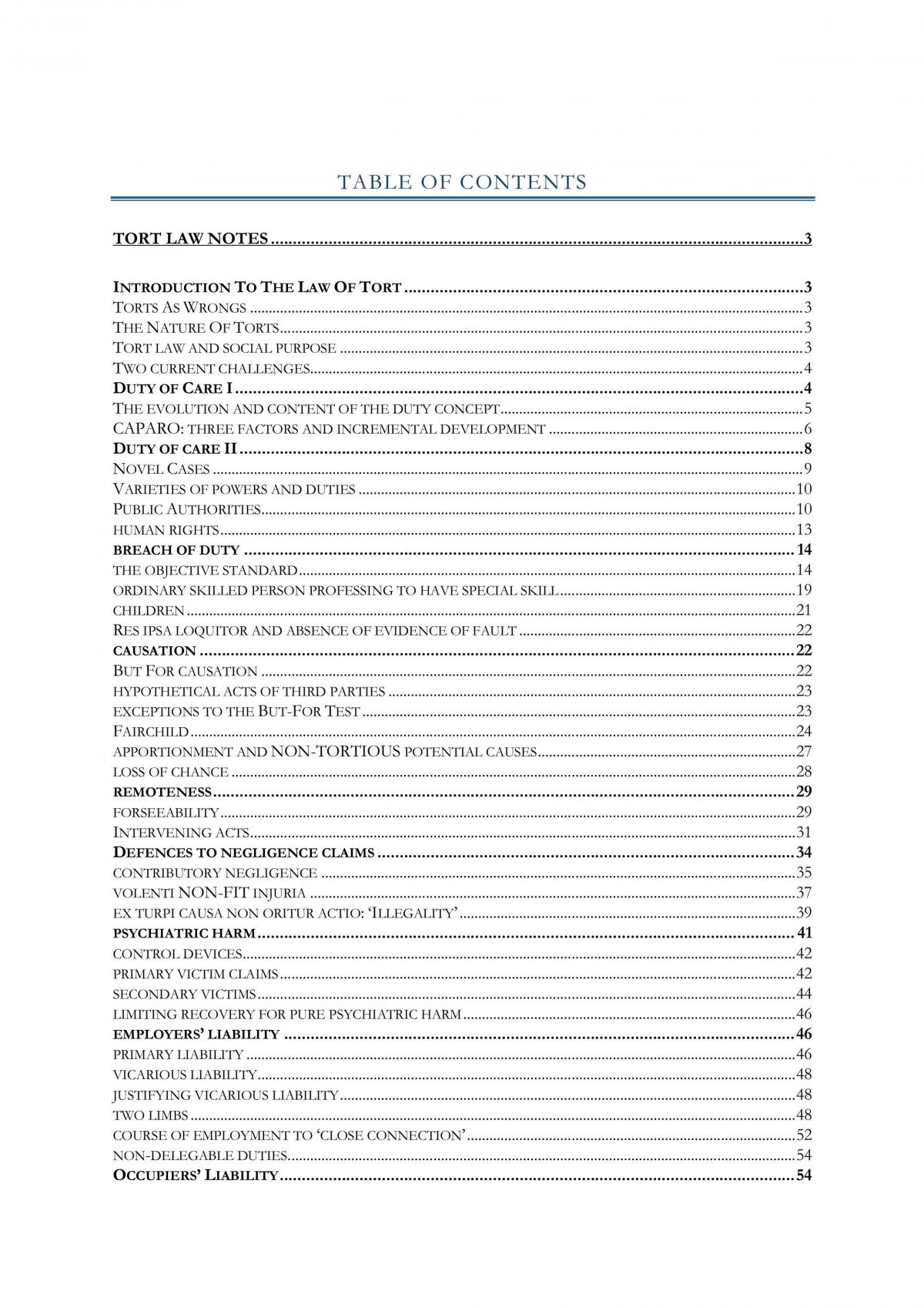 Tort Law Notes - Page 1