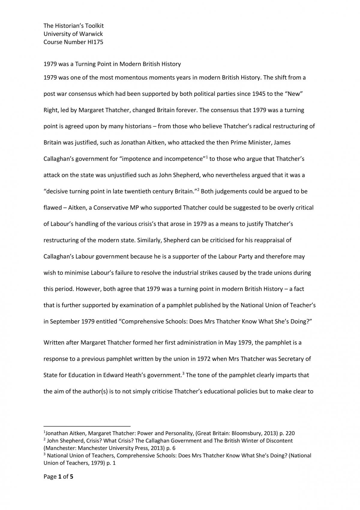 The Historian's Toolkit Essay  - Page 1