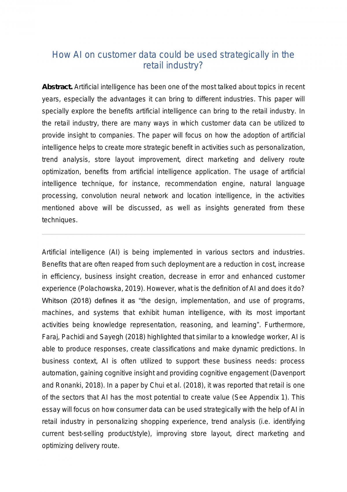 How AI on customer data could be used strategically in the retail industry? - Page 1