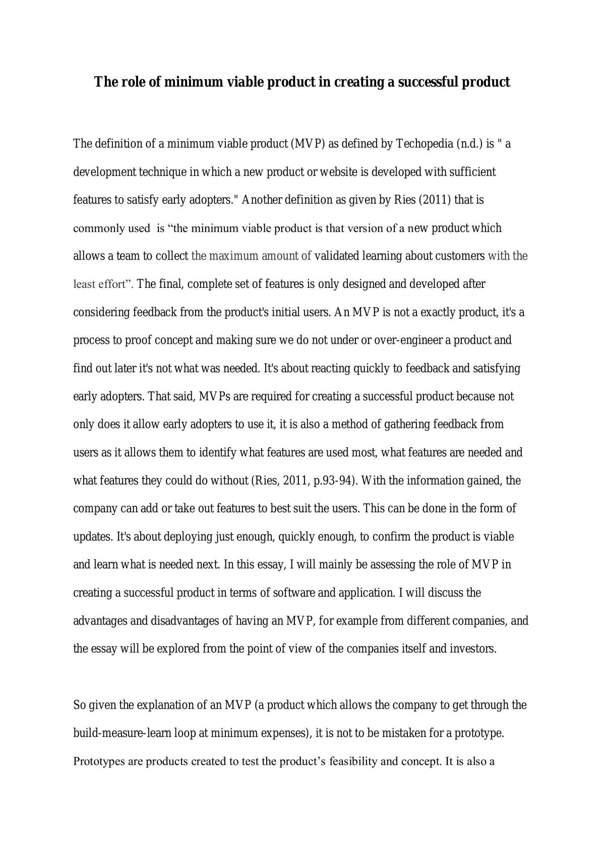 The role of minimum viable product in creating a successful product - Page 1