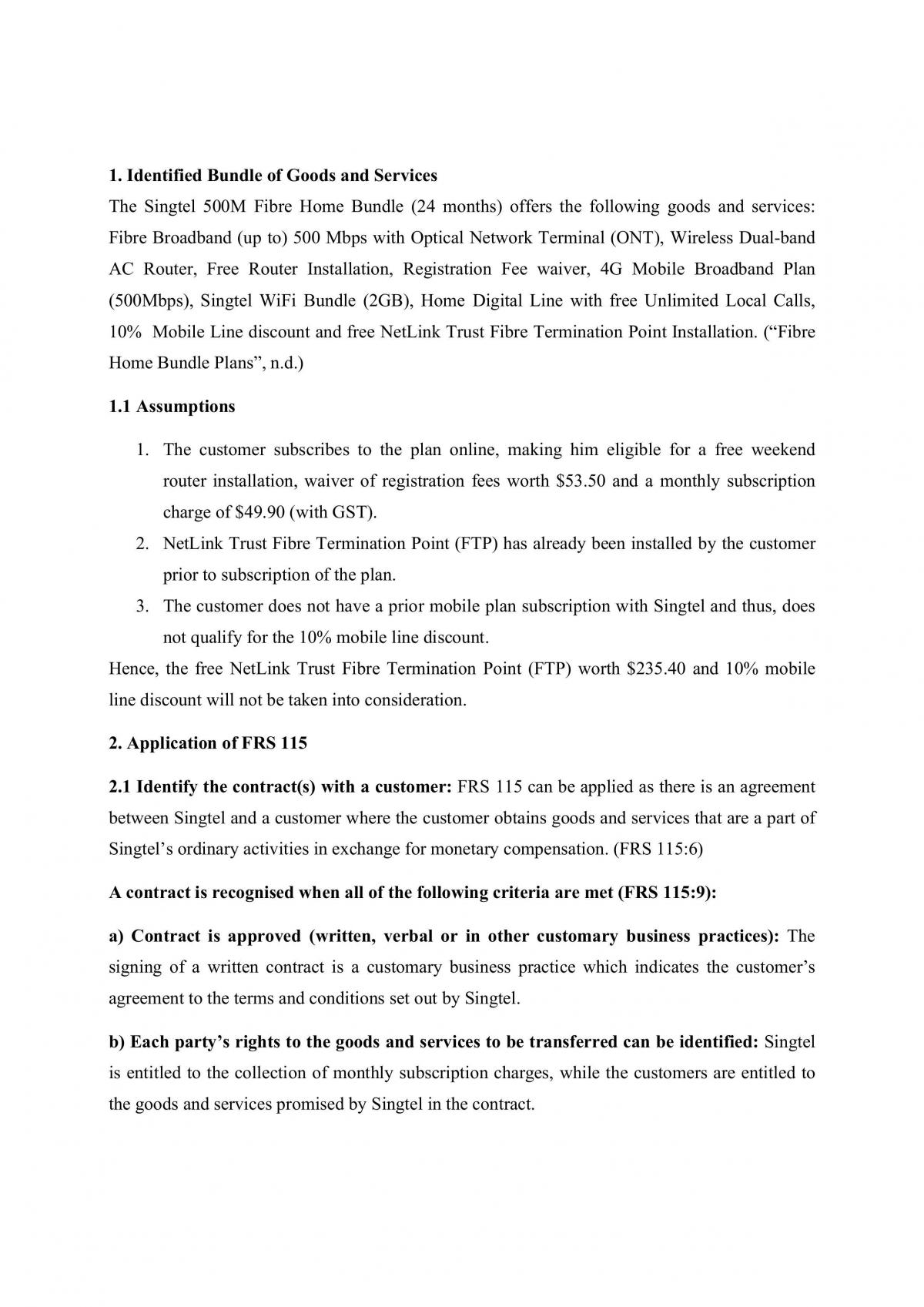 Accounting I Individual Assignment for Singtel - Page 1
