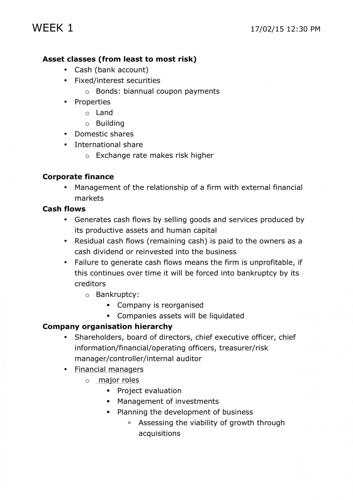 Corporate Finance Study Notes - Page 1