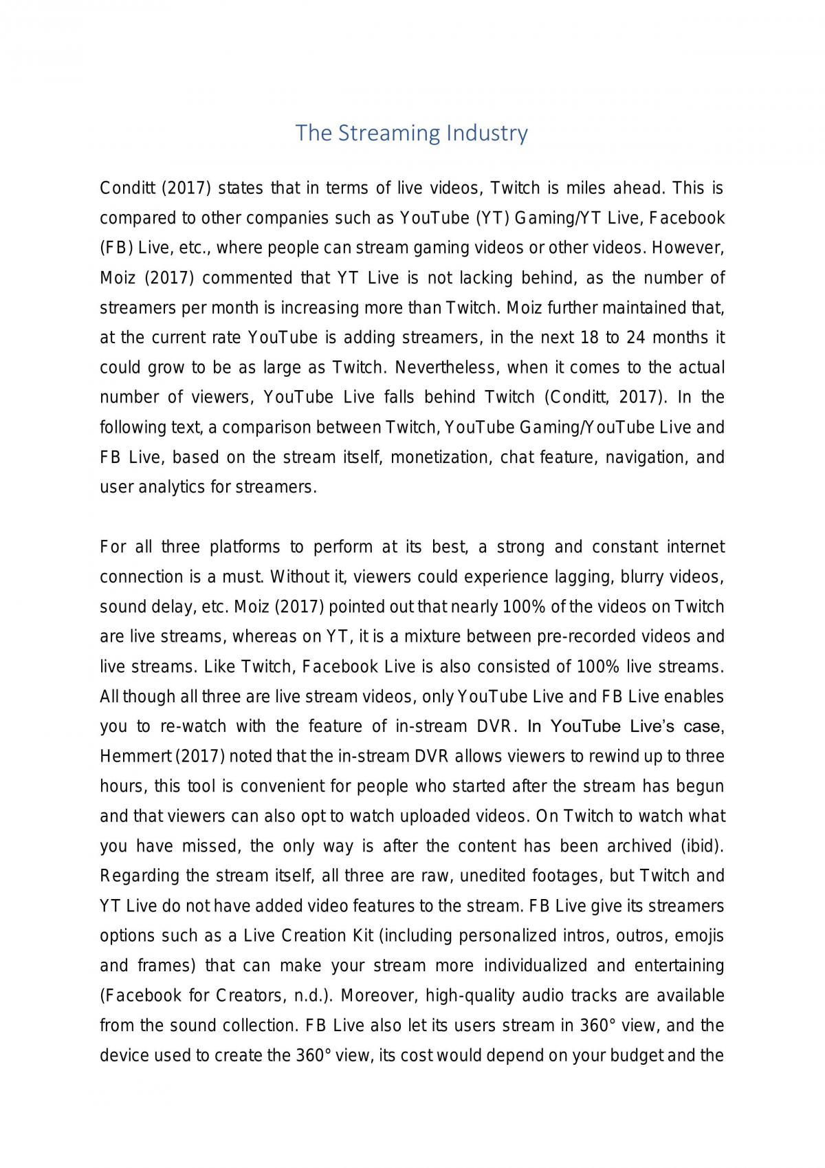 The Streaming Industry  - Page 1