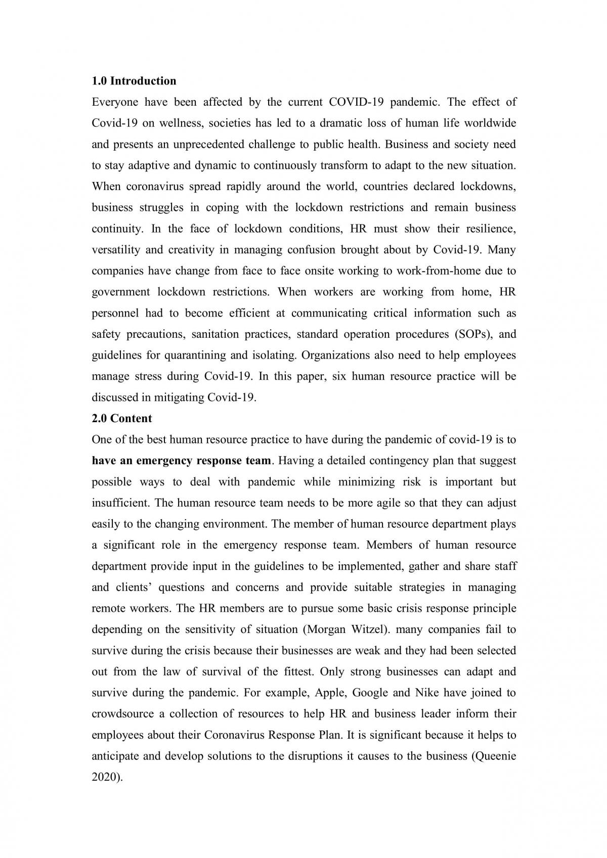Contemporary Issues in Human Resource Management individual assignment - Page 1