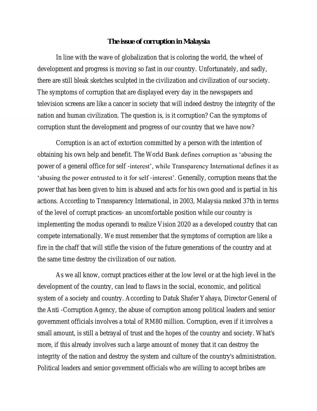 The issue of corruption in Malay - Page 1