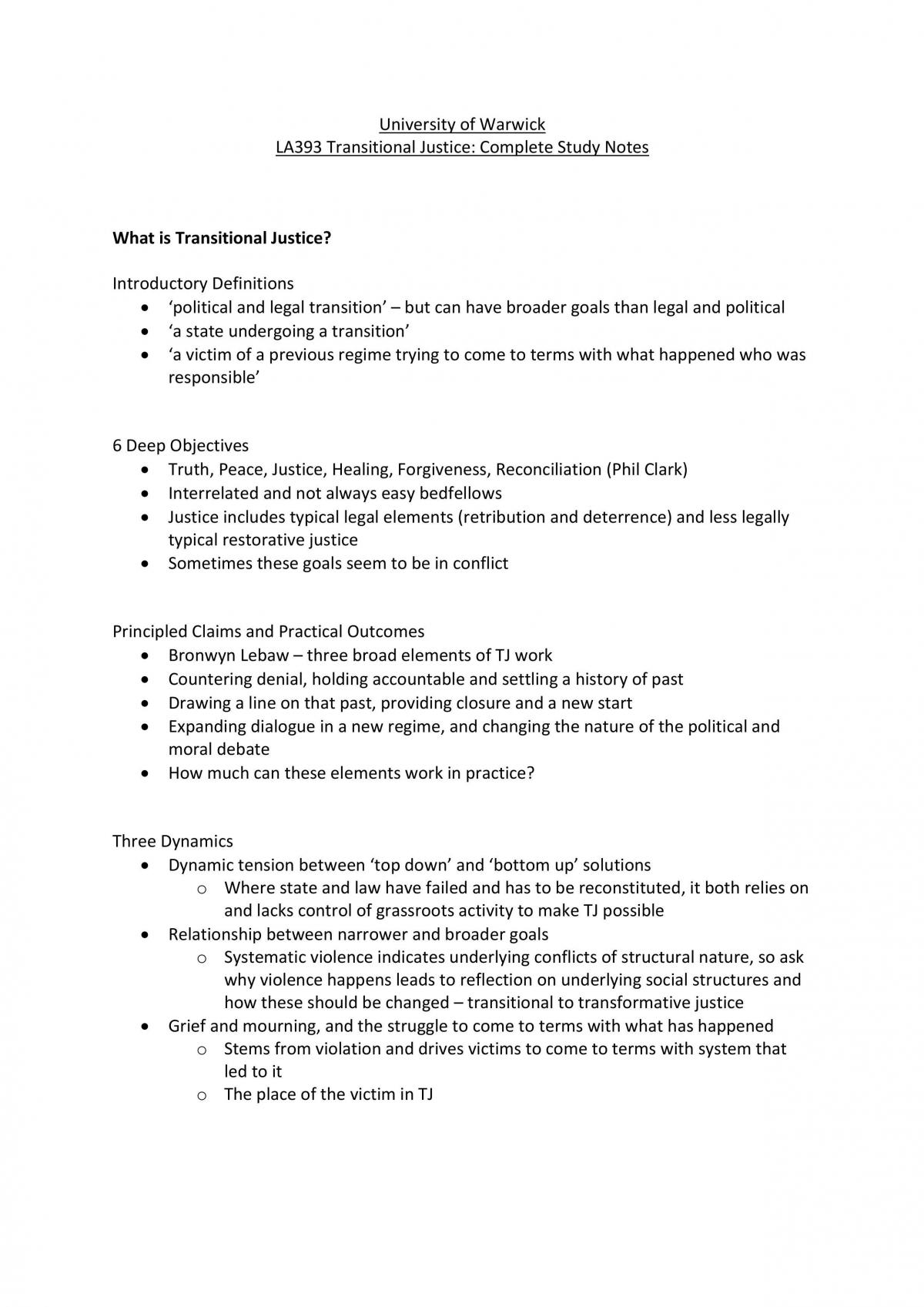Transitional Justice Study Notes - Page 1