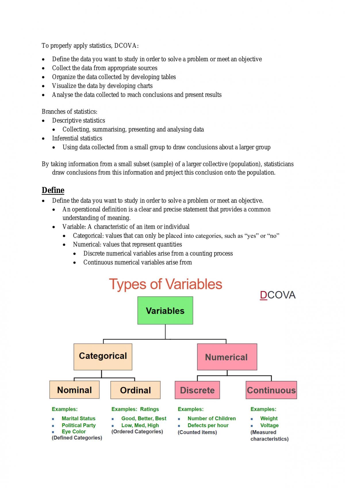 Introductory Statistics Notes - Page 1
