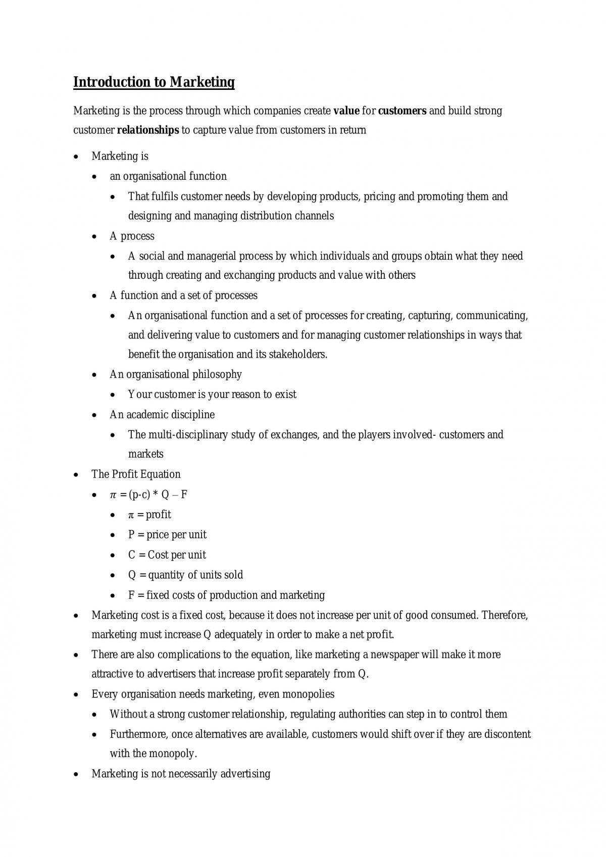 Marketing 101 Notes - Page 1
