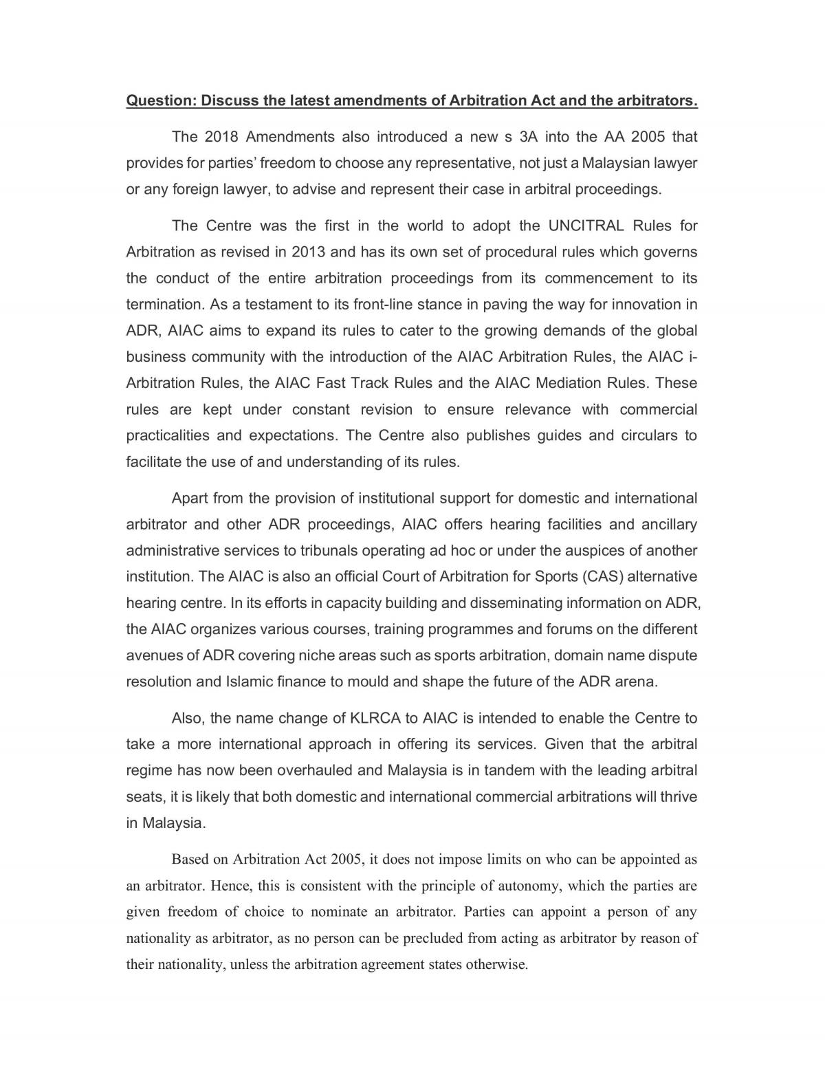 Latest Amendment of Arbitration Act & Arbitrators - Page 1
